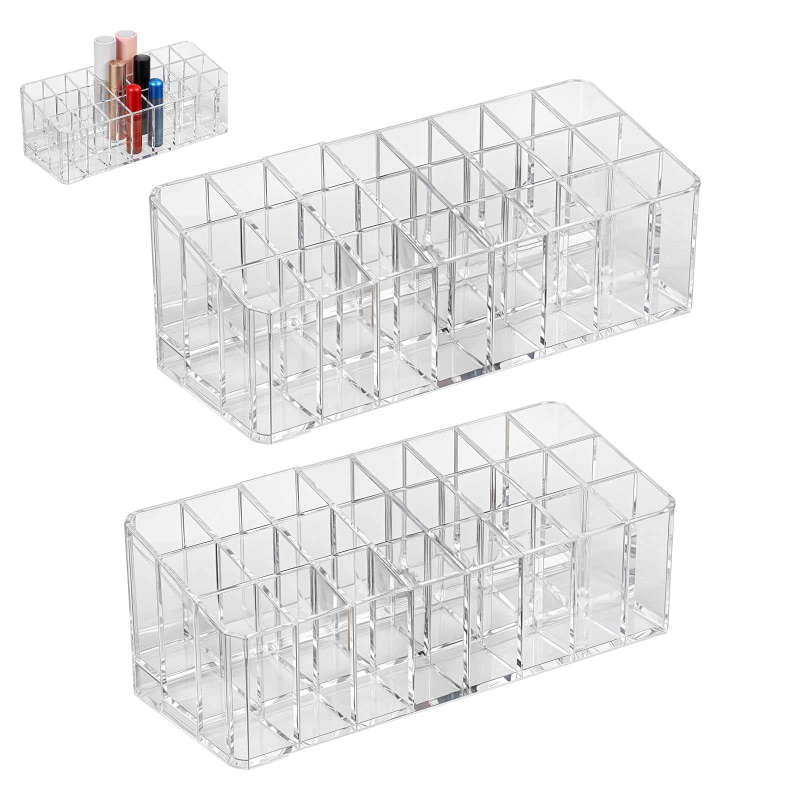 mekueeex 2 pcs Rollerball Perfume Organizer, 48 Spaces Clear Acrylic Perfume Storage Holder Beauty Scent Holder, Makeup Lipgloss
