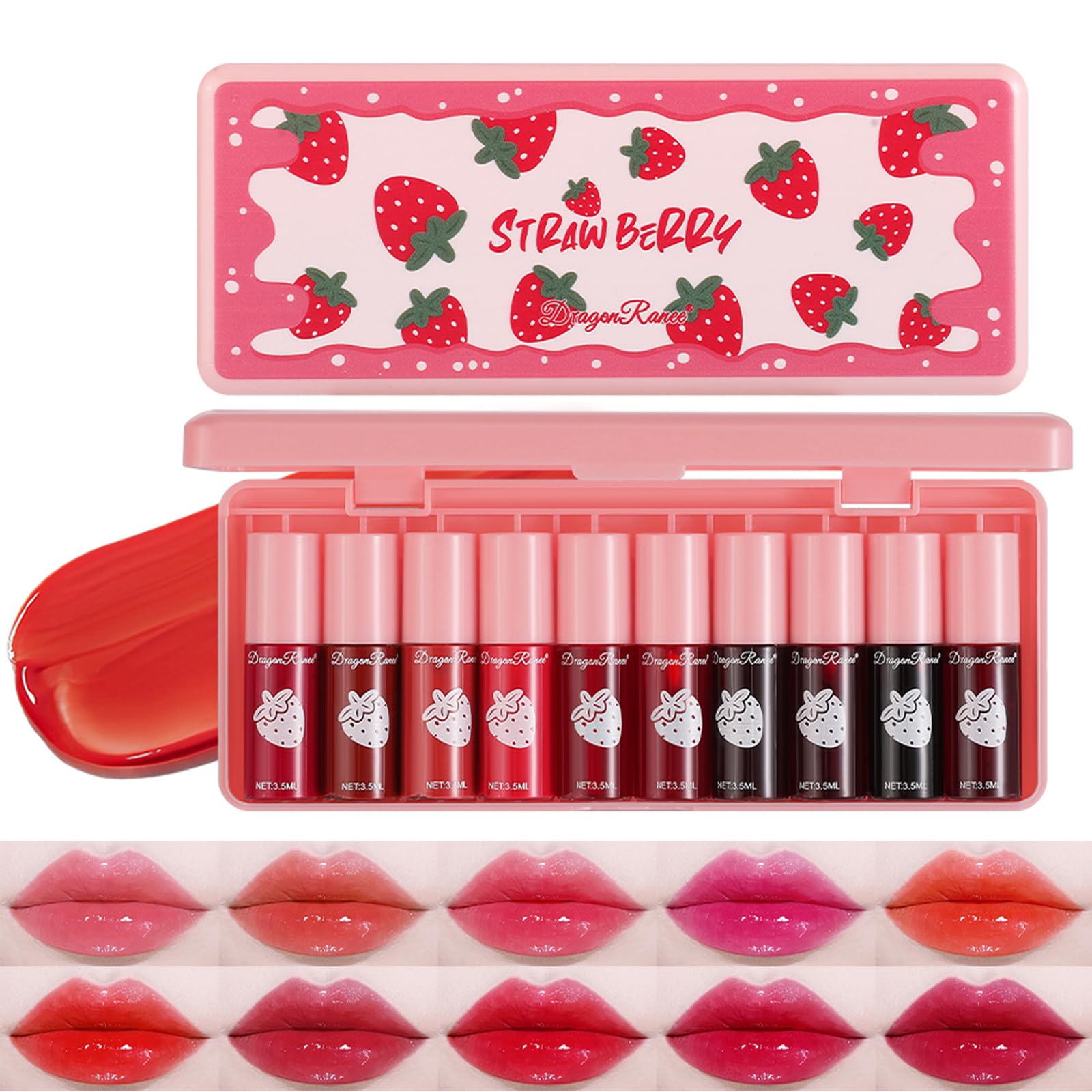10 Colors Lip Tint Stain Set, Korean Moisturizing Lip Gloss Velvet Mini Liquid Lipstick, Multi-Use Lip And Cheek Tint, Non-Stick