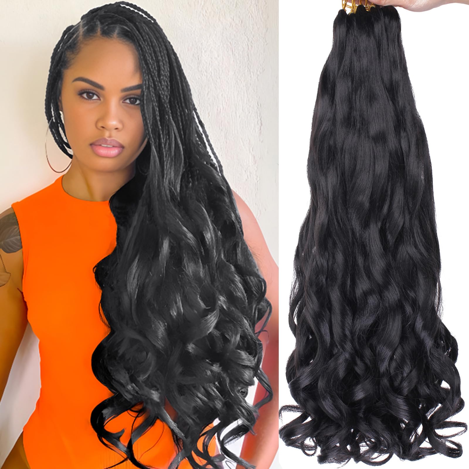 Unionbeauty 30 Inch French Curly Braiding Hair 8 Pack Pre Stretched Braiding Hair EZ Braids Crochet Hair for Goddess Box Braids 
