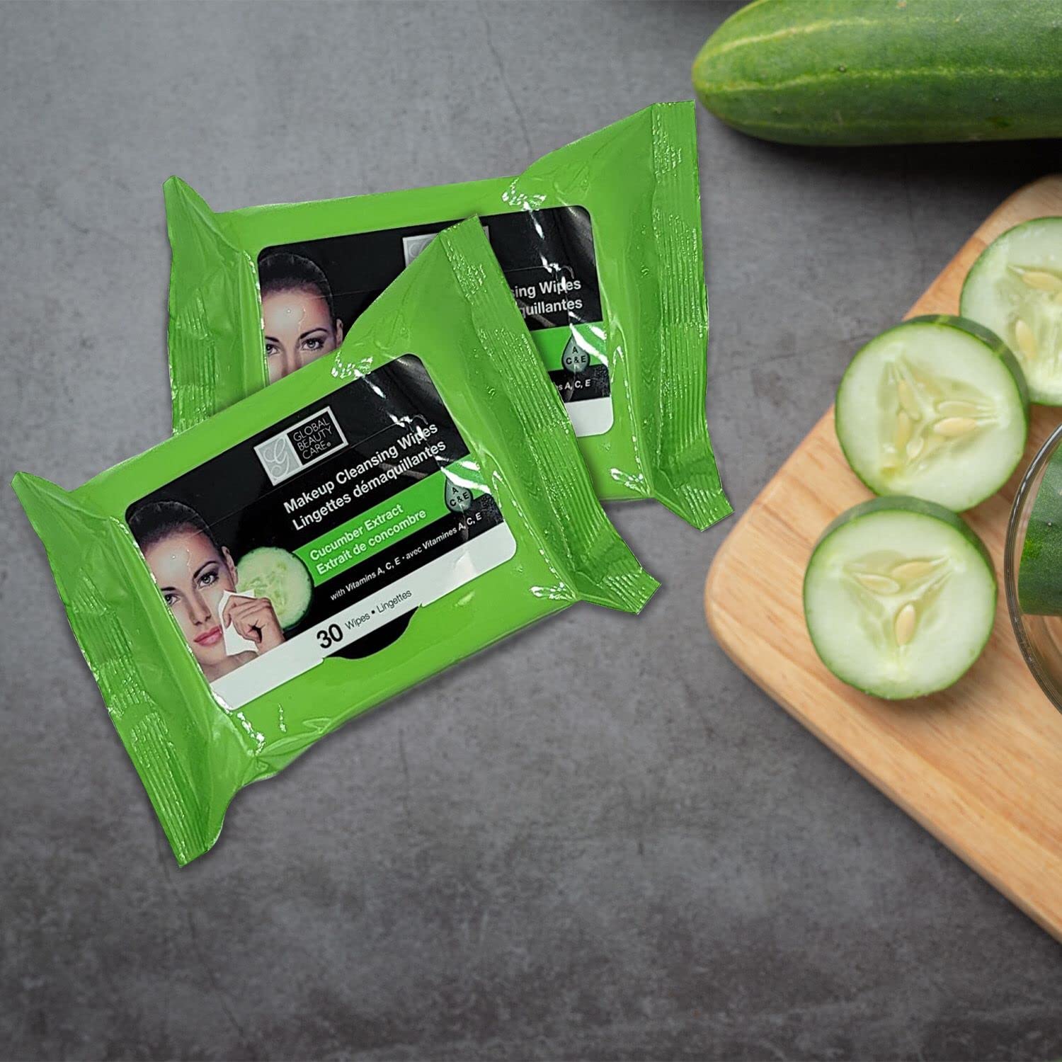 Global Beauty Care Cleansing Makeup Removal Wipes Bulk - Great For Travel Toiletries - 120 Count (4-Pack) (Cucumber)