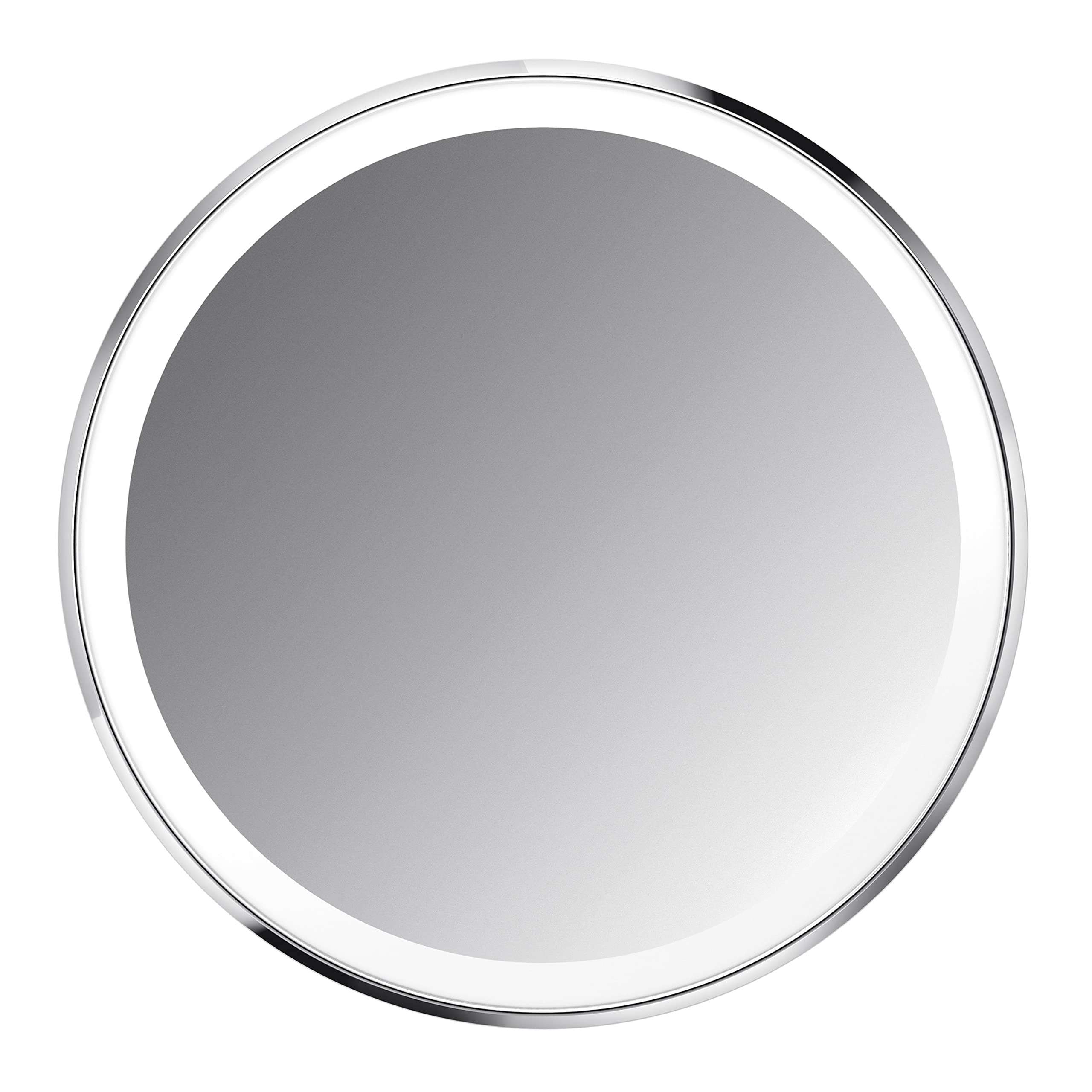 simplehuman Sensor Mirror - Lighted Compact Makeup Magnifying Mirror, 4.1" Round, Travel Size, White Stainless Steel, Model ST3042