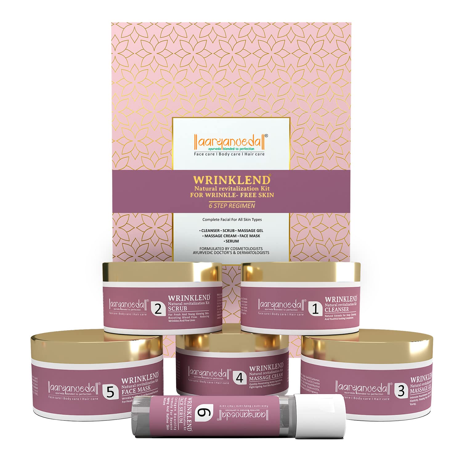 Aryanveda Anti Aging Facial Kit For Glowing Skin (260G), Repairs Wrinkles, Reduce Fine Lines, Remove Dead Skin Cells, All Skin T