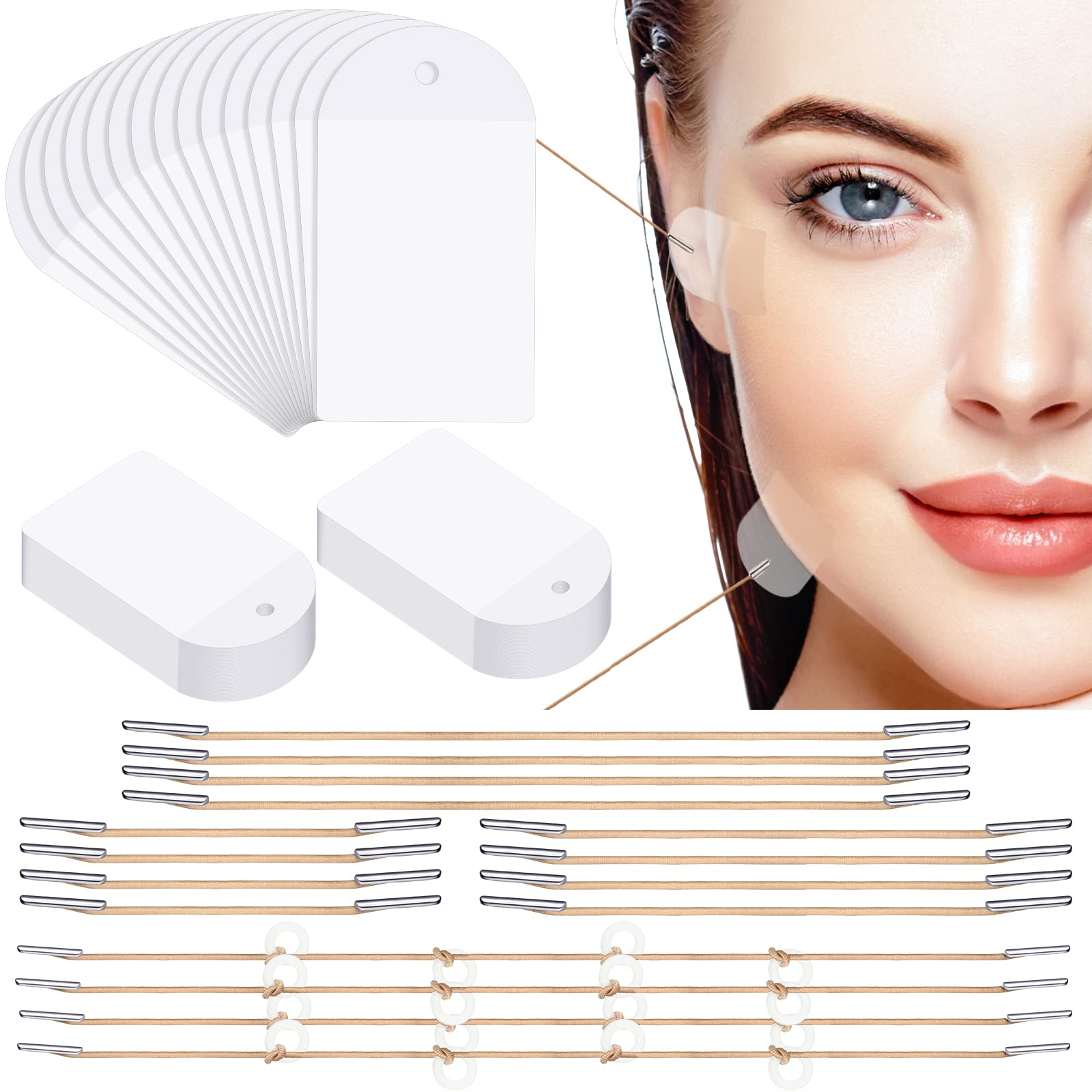 Maitys 136 Pieces Face Lift Tapes With Lifting Rope Sets 120 Pieces Face Lifting Tapes Invisible Face Lifting Patch Instant Face