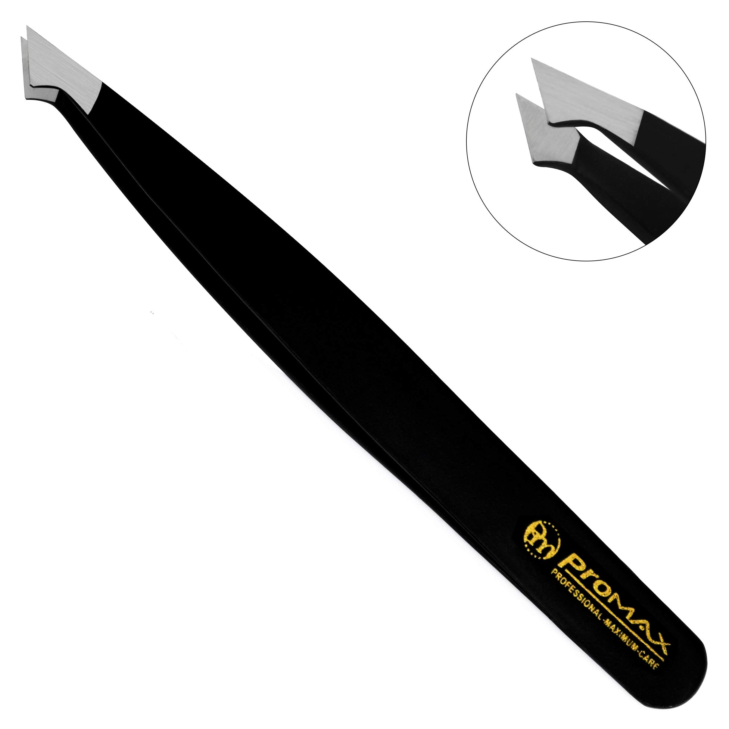 Promax Care Eyebrow 4-Piece Tweezers Set - Stainless Steel Slant Tip And Pointed Eyebrow Tweezer Set - Great Precision For Facia