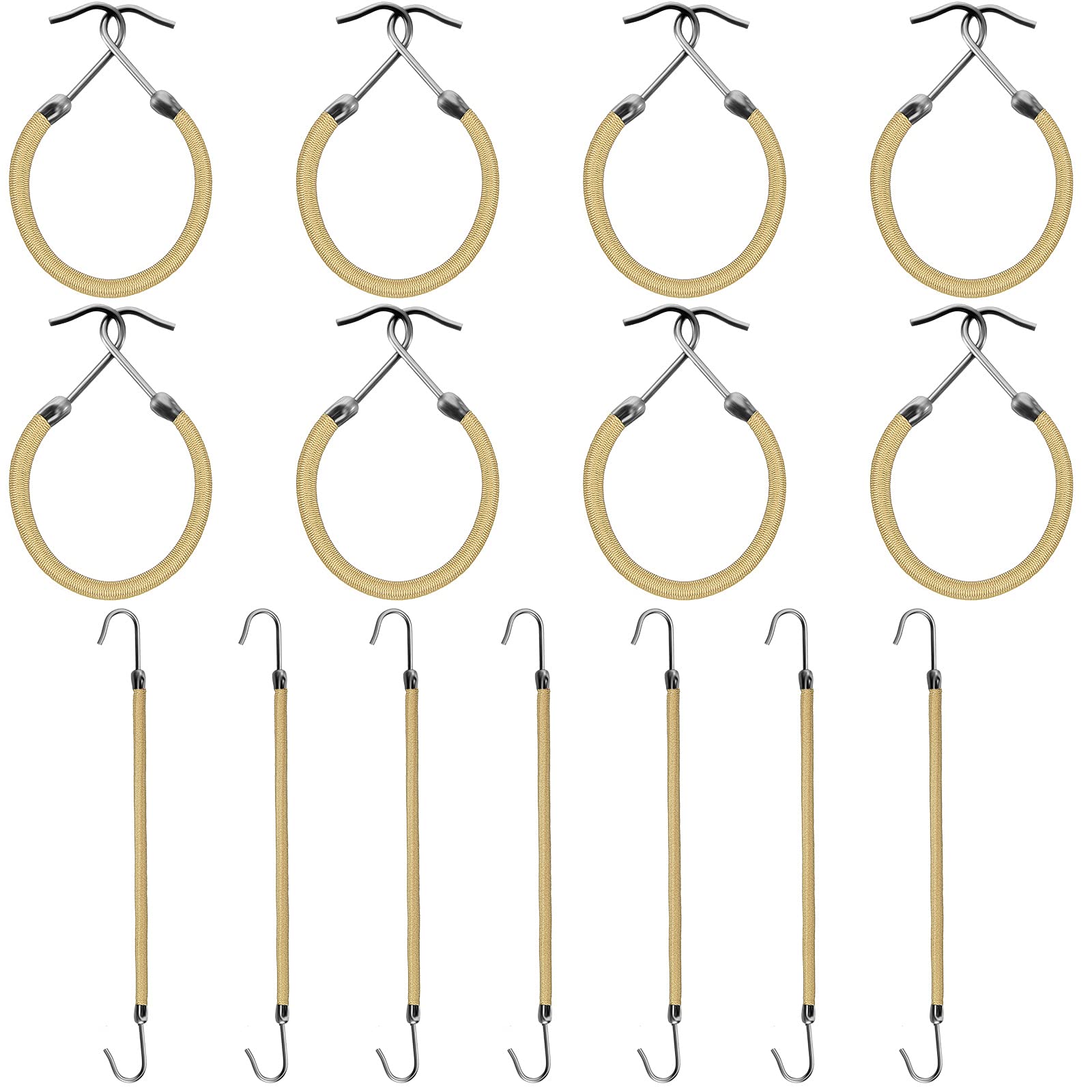 Hotop 15 Pieces Elastic Hook Hair Tie Styling Ponytail Holder Hooks Hair Cord For Curly Hair Long Hair (Blonde)