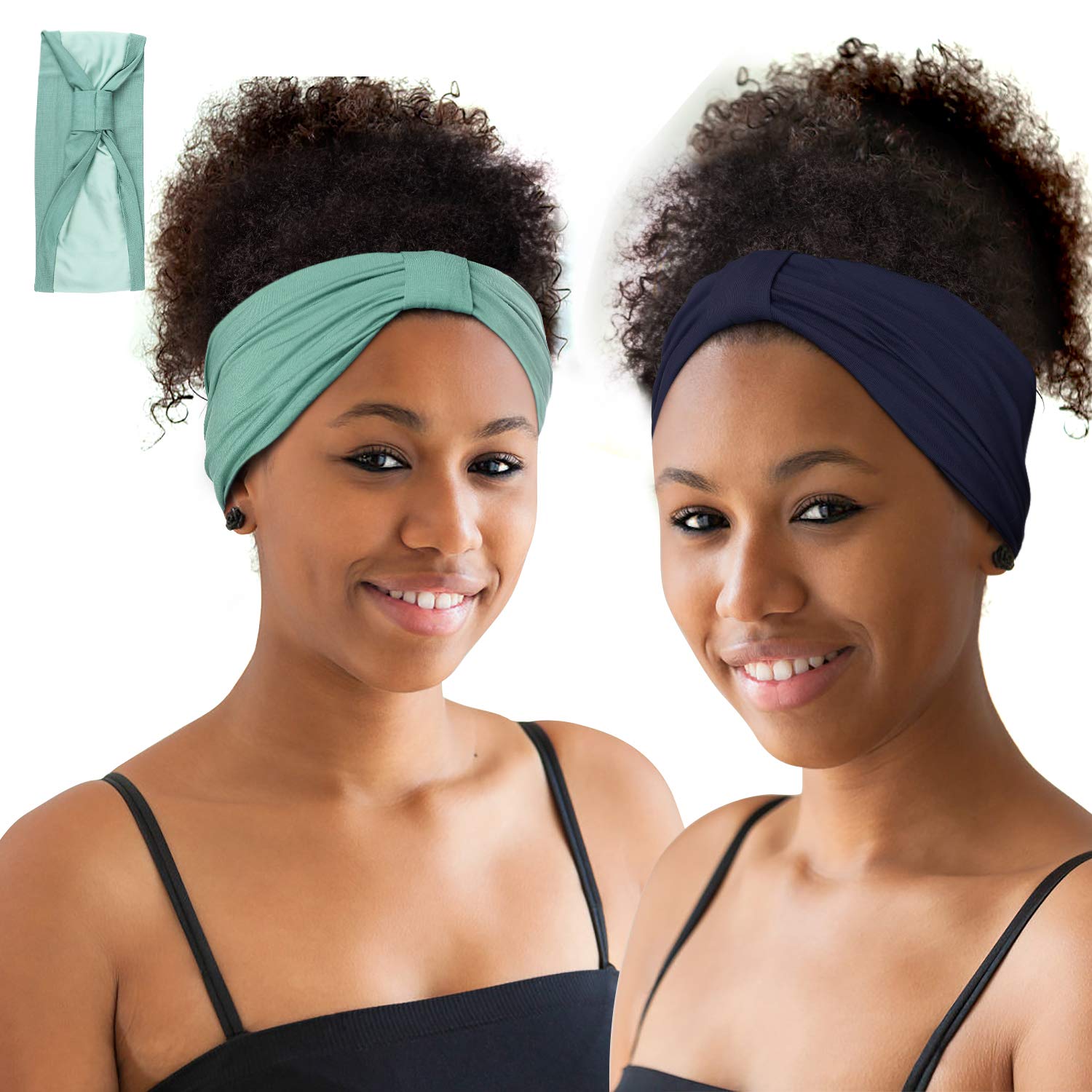Winitas Sleep Headbands for Women Natural Frizzy Hair Satin Lined
