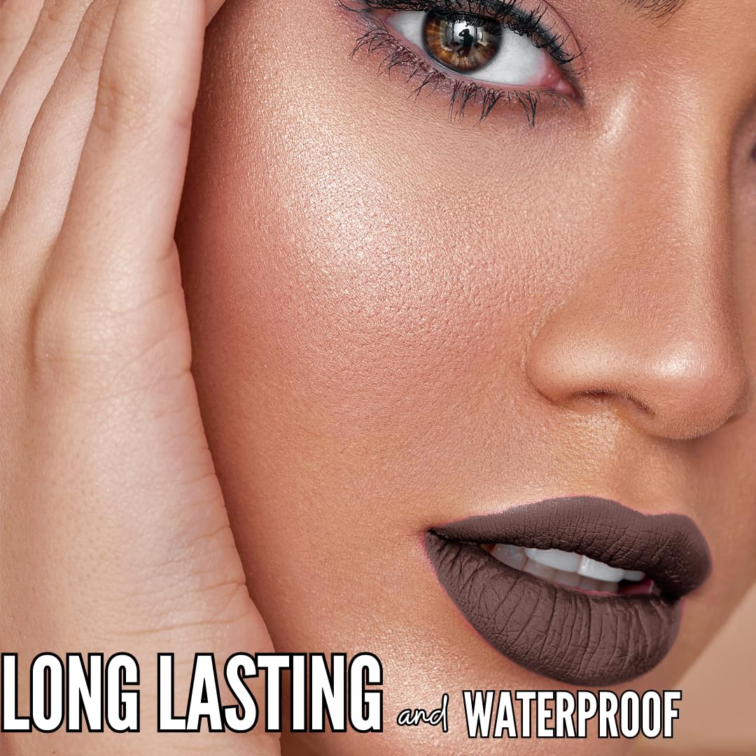 Mynena Brown Long-Lasting Matte Liquid Lipstick Intense Color Smudge-Proof & Waterproof Comfortable Hydrating Shea Butter Vegan