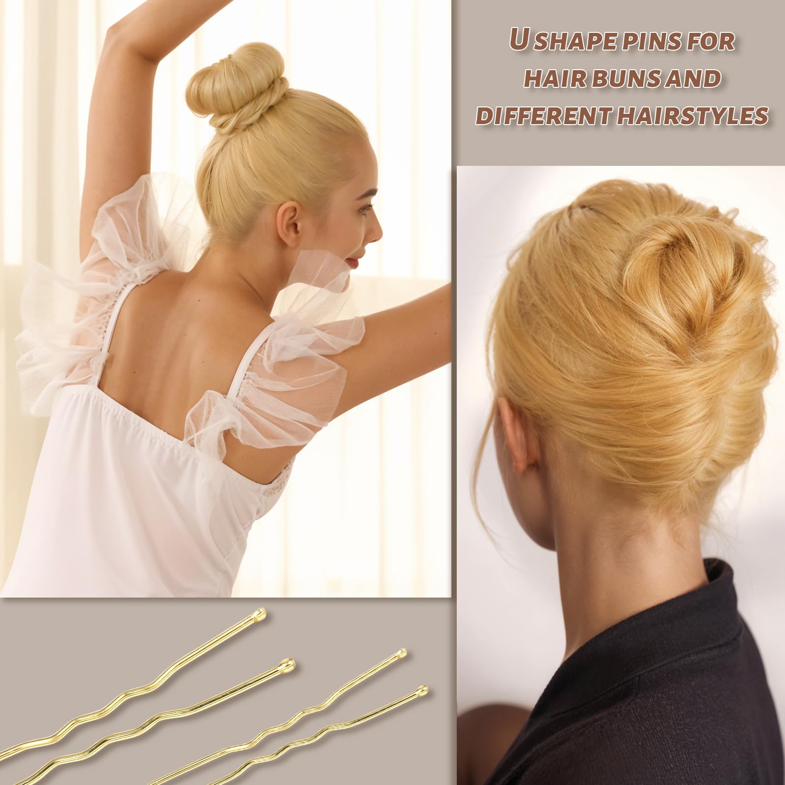 Teenitor 300pcs Blonde Bobby Pins Hair Pins 100 Bobby Pins Blonde Hair,100 Hair Pins for Women 100 Hair Bands Kit, Blonde Bobby