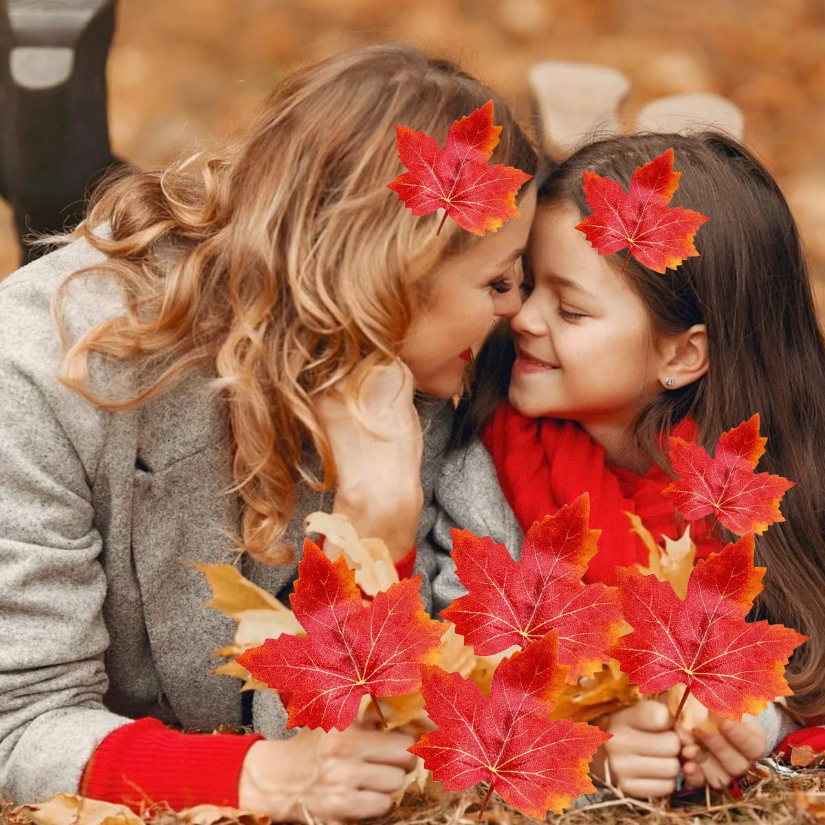 14 Pcs Maple leaf Hair Clip Thanksgiving Hairpin Orange Maple-shaped or Women Fall Festival Party Hair Accessories Decoration