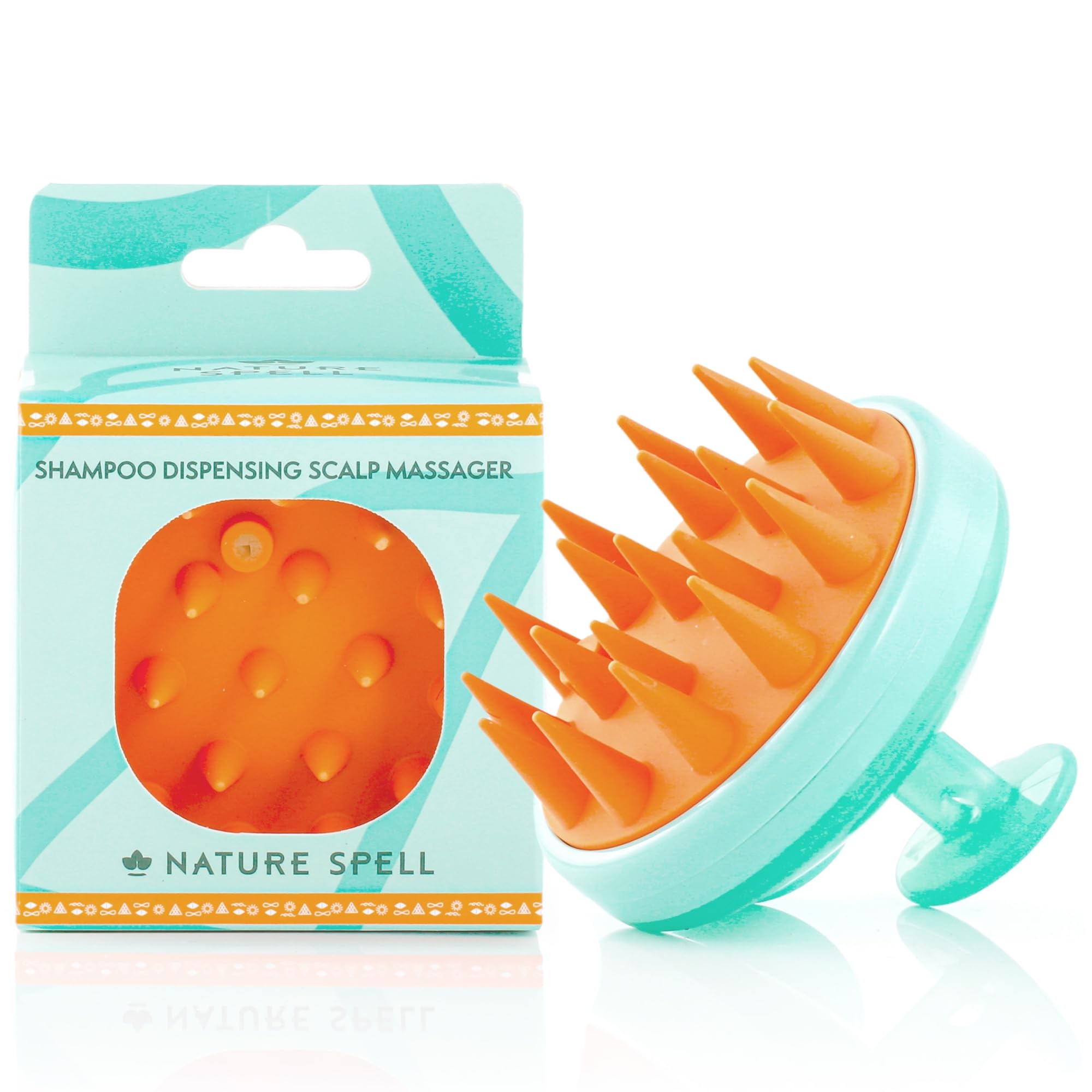 Nature Spell Shampoo Dispensing Scalp Massager | Shampoo Brush, Scalp Scrubber with Soft Silicone Bristles | Scalp Massager Hair