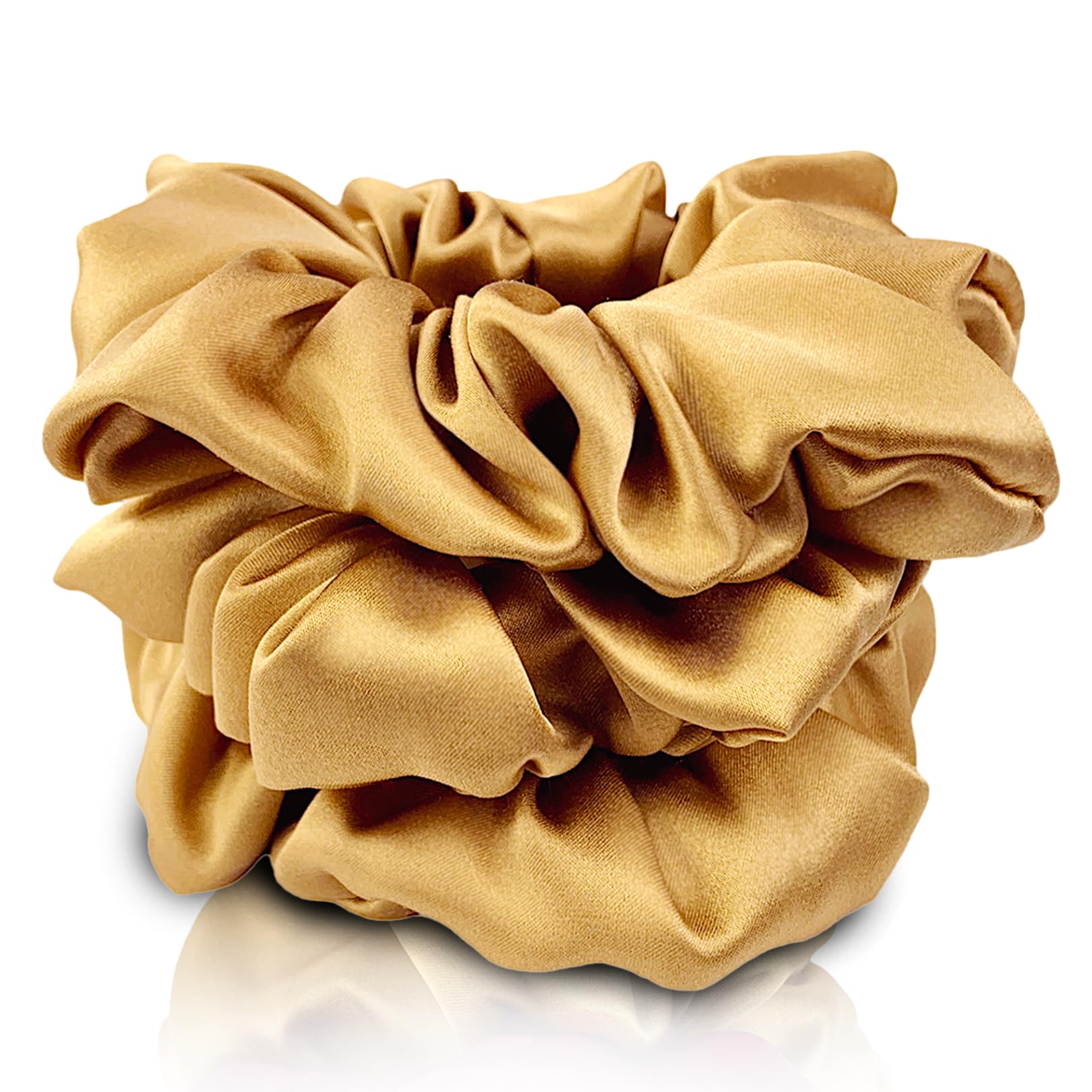 Celestial Silk Mulberry Silk Scrunchies For Hair (Gold)