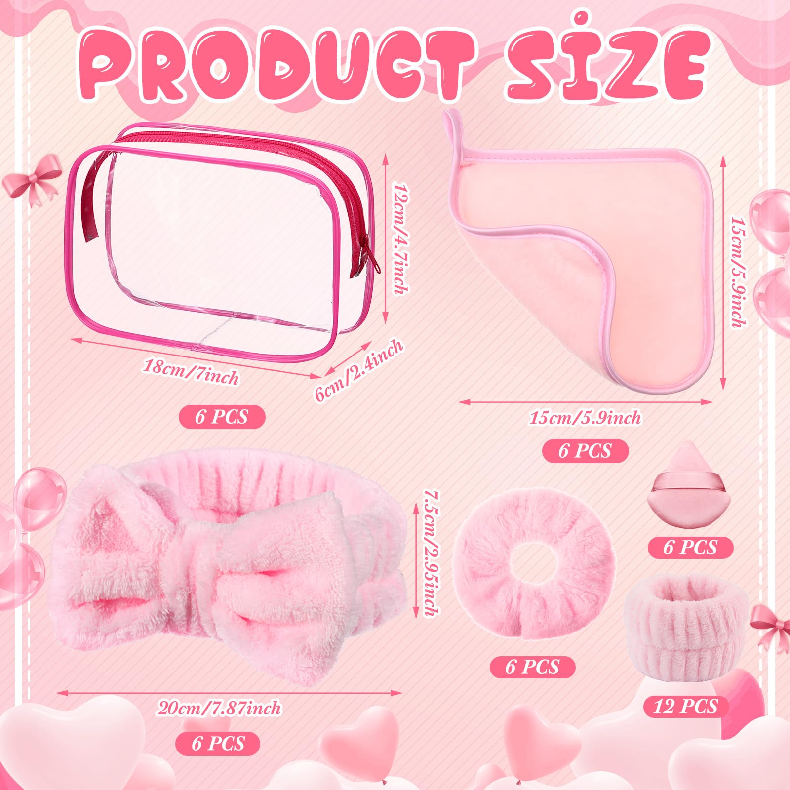 Hoteam 36 Pieces Spa Sleepover Party Supplies for Girls Makeup Party Supplies 6 Spa Headband 6 Wristband 6 Velvet Scrunchies 6 M
