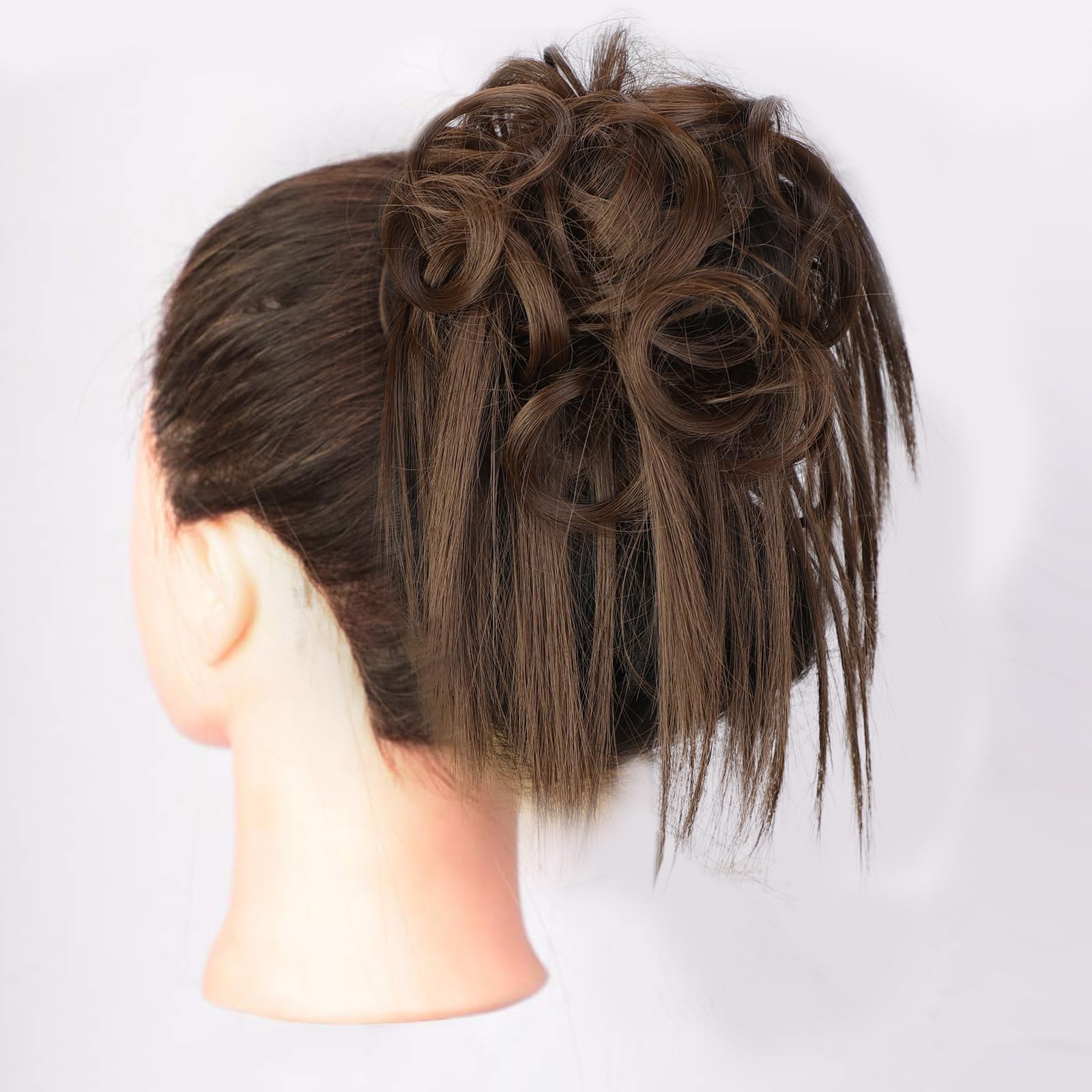 Lativ Messy Bun Hair Piece Scrunchie Extension Tousled Updo Hair Bun Hair Hairpieces Synthetic Chignon For Women (Chestnut Brown