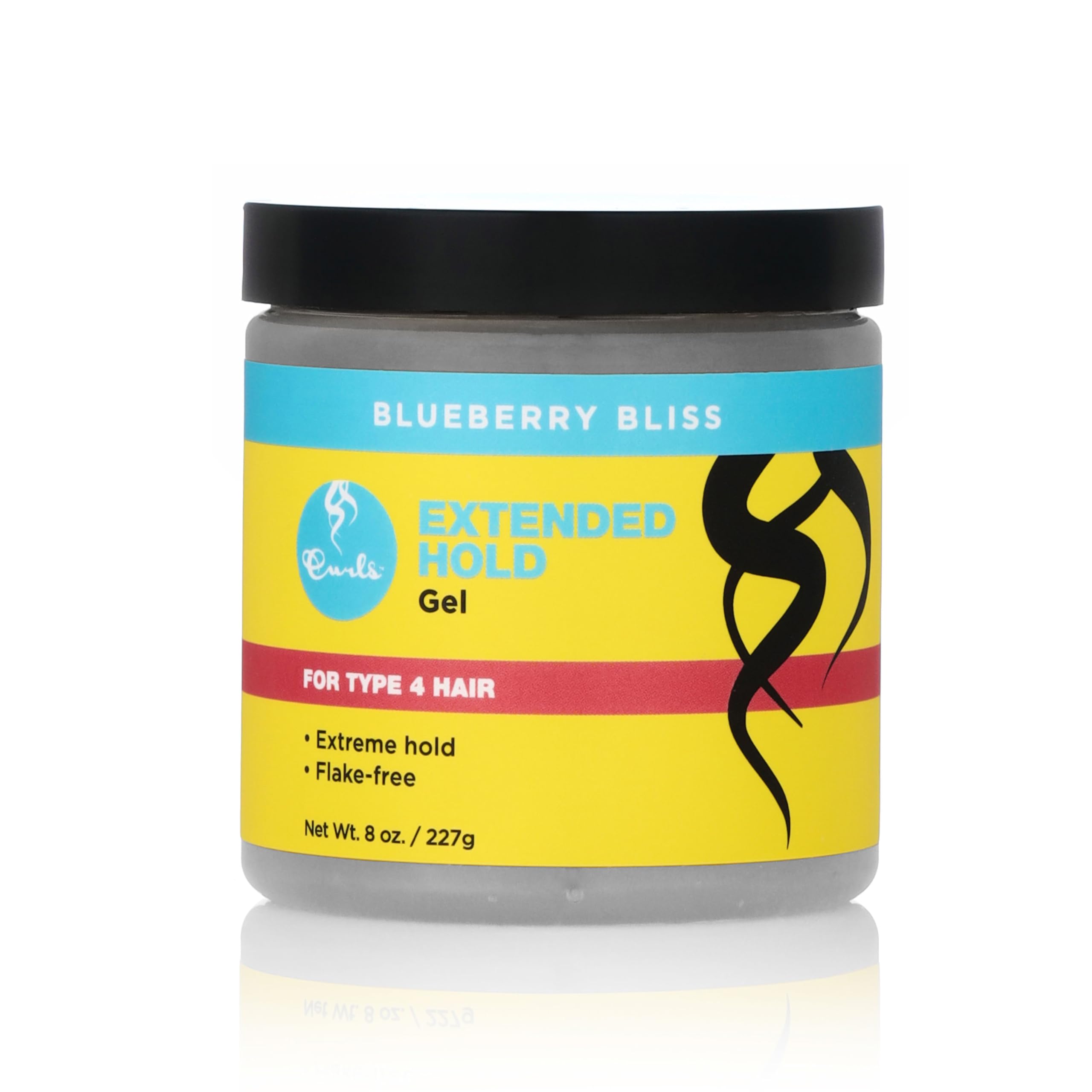 Curls Blueberry Bliss Extended Hold Gel - 8 oz, Flake-Free Strong Hold Curly Hair Gel for Styling Type 4 Hair, No Dryness or Sti