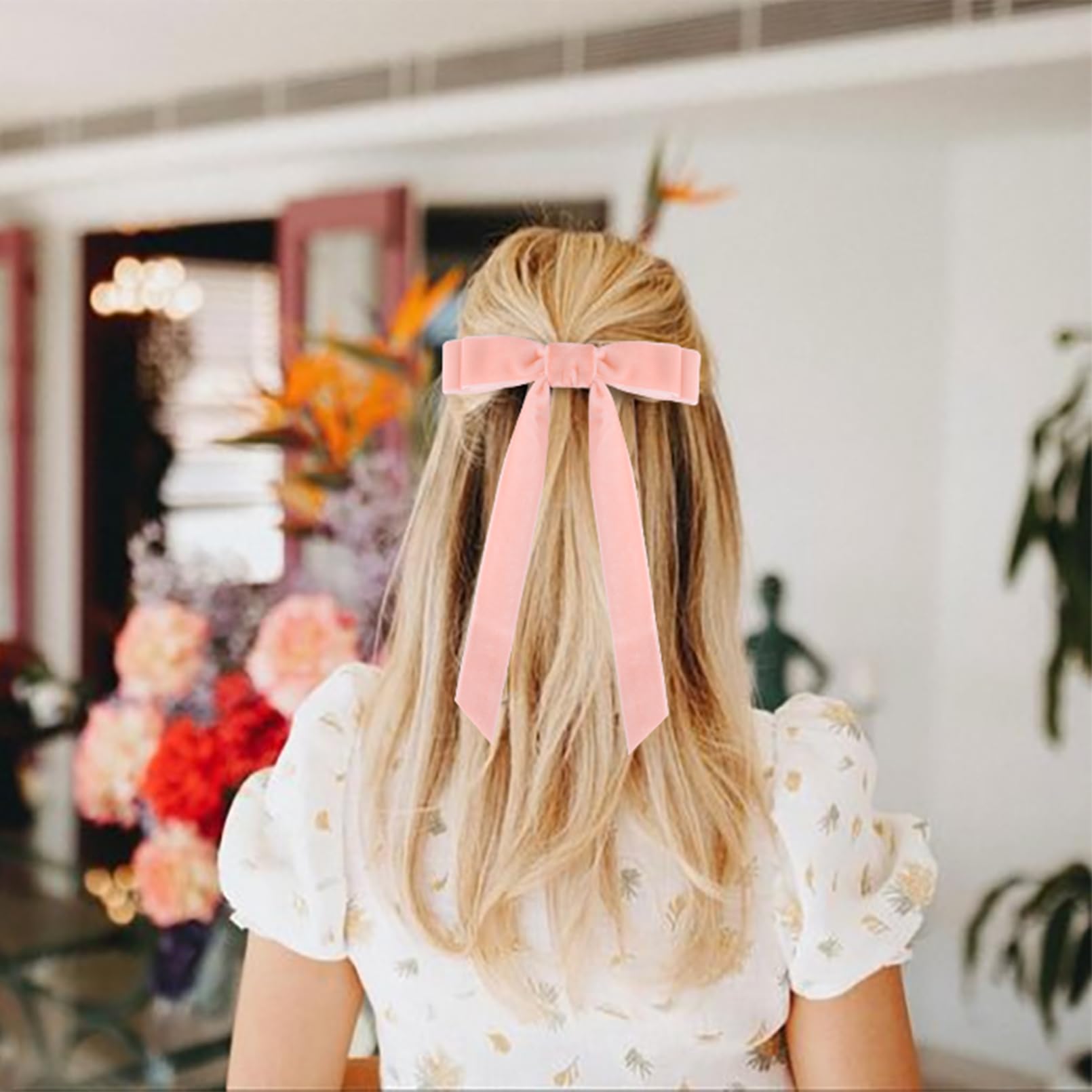 10Pcs Bow Hair Tie Velvet Hair Ribbon Elastics Hair Scrunchies Long Ponytail Holder Hair Bow Bands Rope Accessories For Women Gi