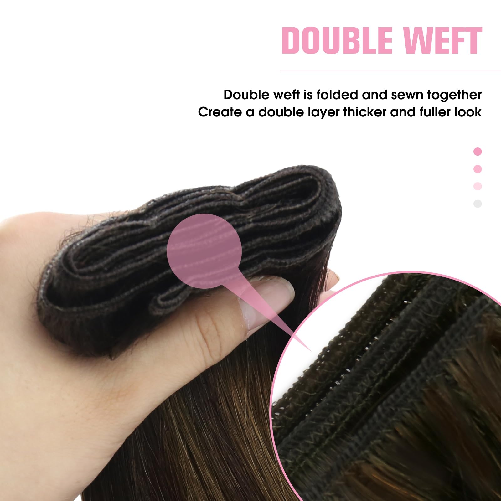 YoungSee Weft Hair Extensions Balayage Sew in Hair Extensions Dark Brown Mix Medium Brown Highlights Brown Balayage Sew in Hair