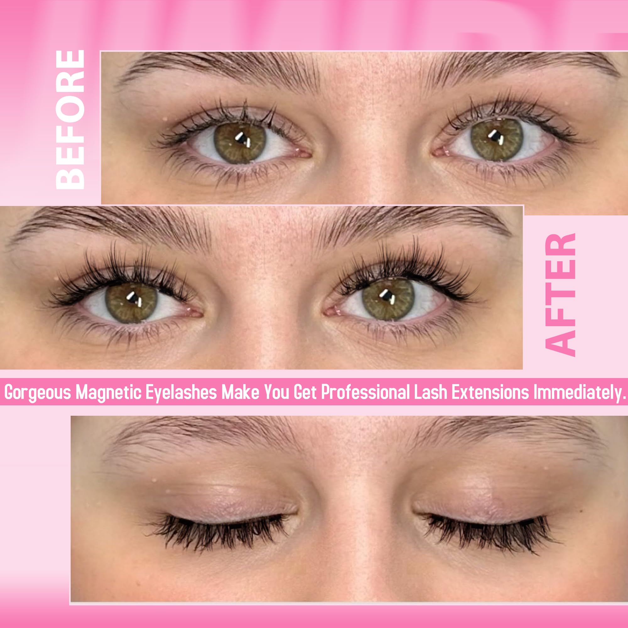 Natural Magnetic Eyelashes Wispy Magentic Lashes Reusable Clear Band Magnetic Eyelashes Kit With Applicator No Glue Needed Magne