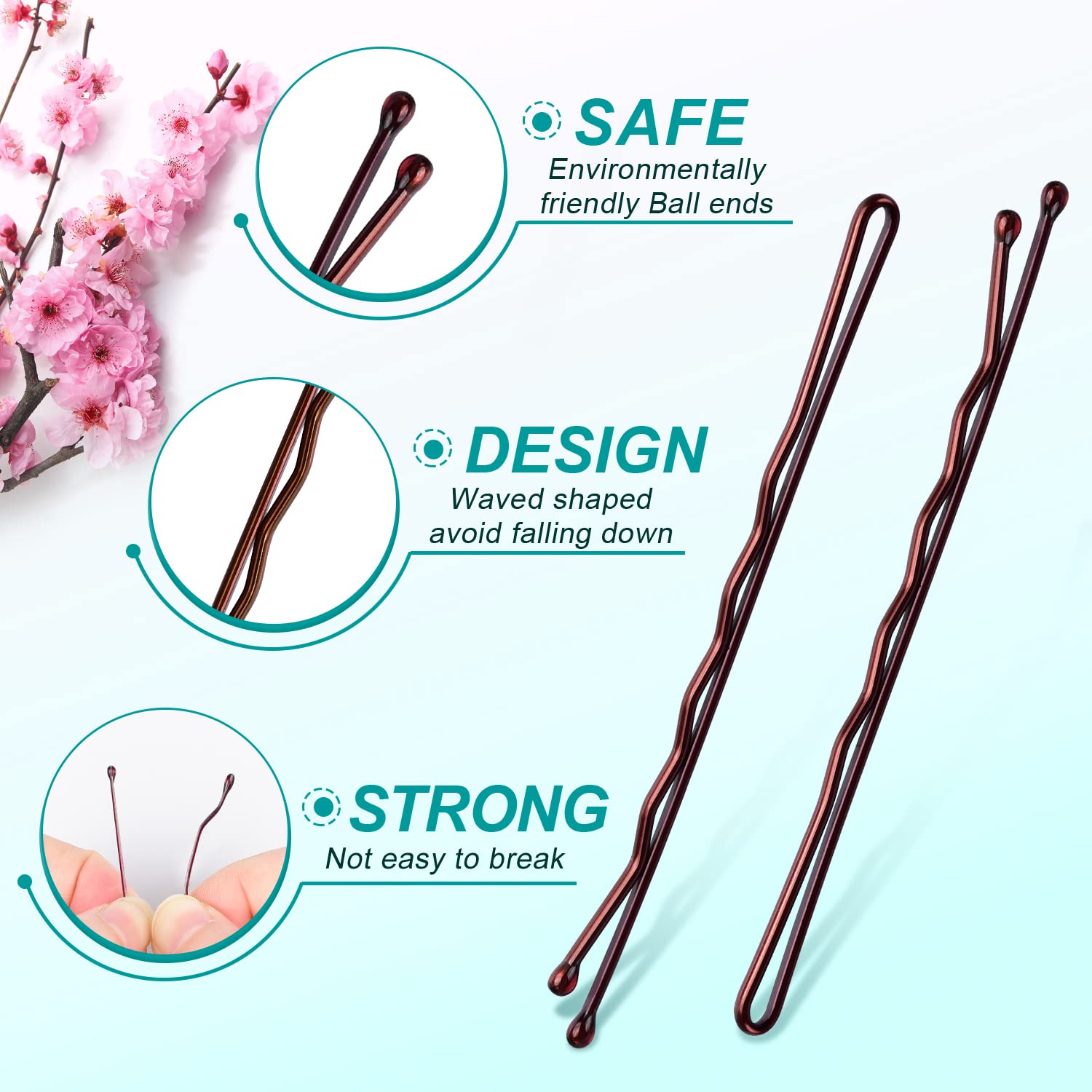 Large Bobby Pins Brown,Morgles 2.75'' Jumbo Hair Pins Brown Long Bobby Pins For Thick Hair For Women Girls With Box-120 Count