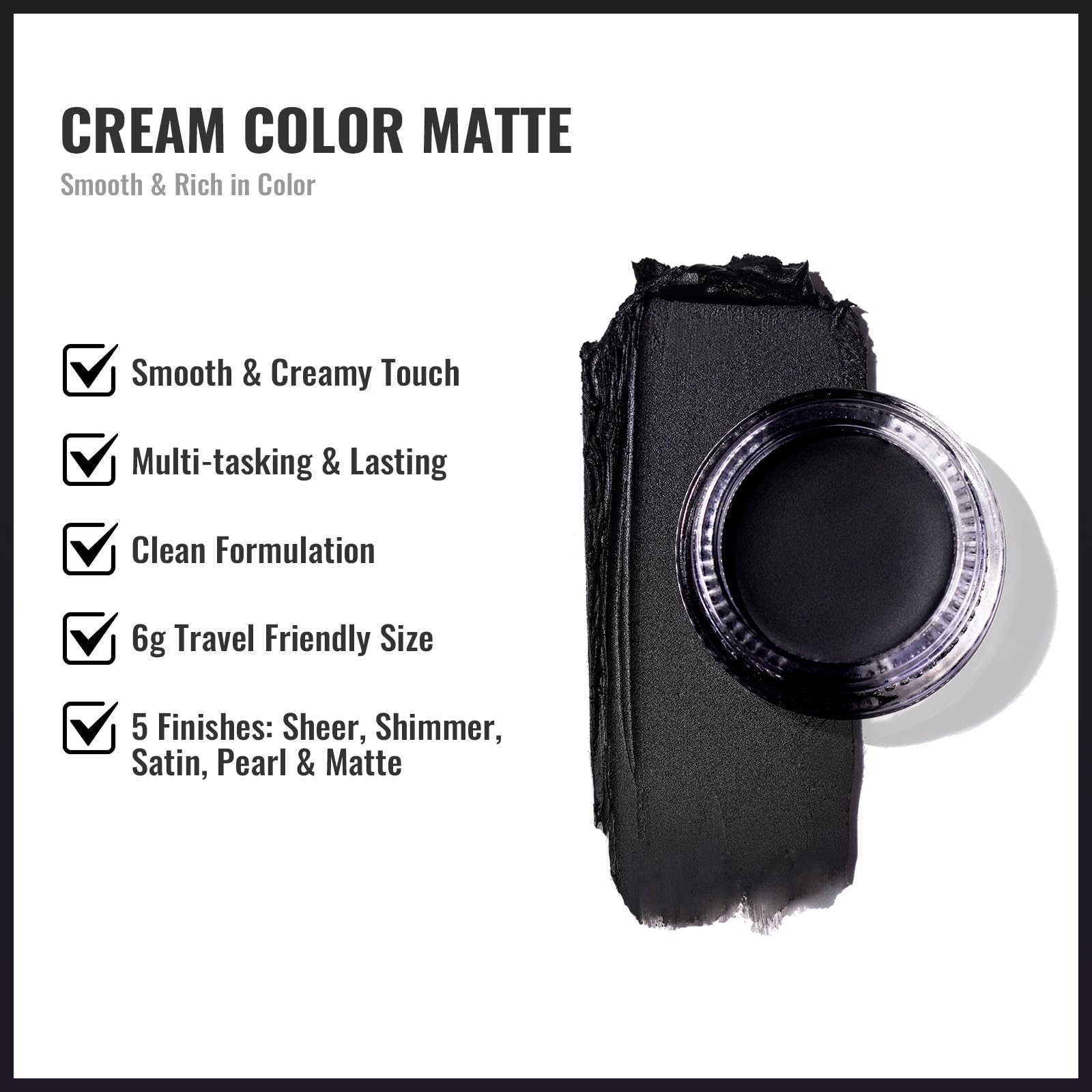 Oulac Matte Eyeshadow Black Eyeshadow Matte Finish Blendable Smokey Eye Eyeshadow Highly Pigment, Waterproof &Longwear Up To 12H