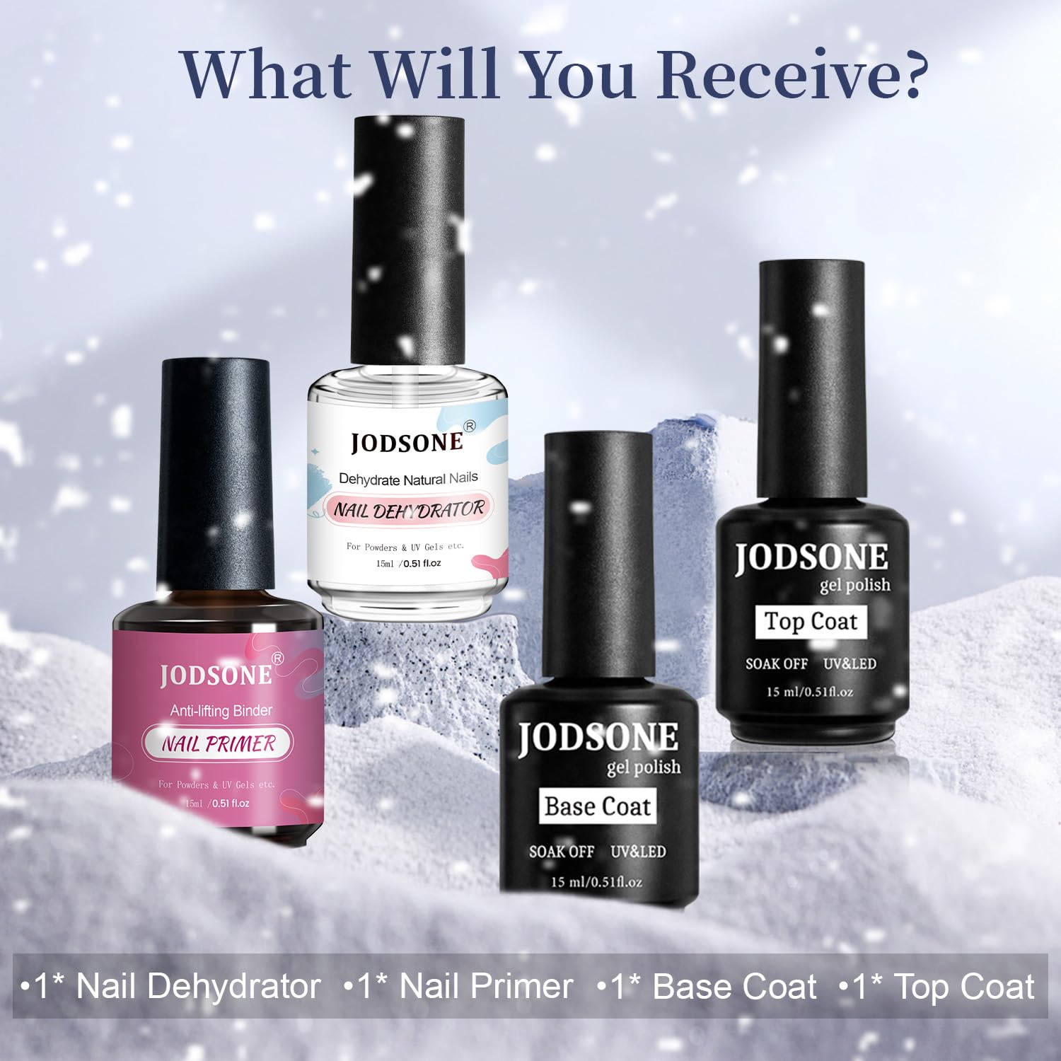 Jodsone 4 Bottles Of 15 Capacities Of Nail Dehydrator Nail Primer Base Top Coat Long Lasting And Easy To Apply Large Bottle