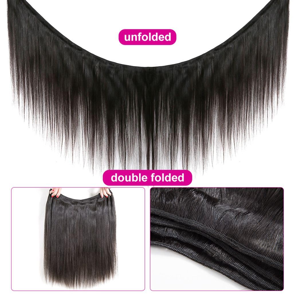 12A Straight Bundles With Closure Human Hair(20 22 24+18) Brazilian Human Hair Bundles With Closure 100% Unprocessed Virgin Quic