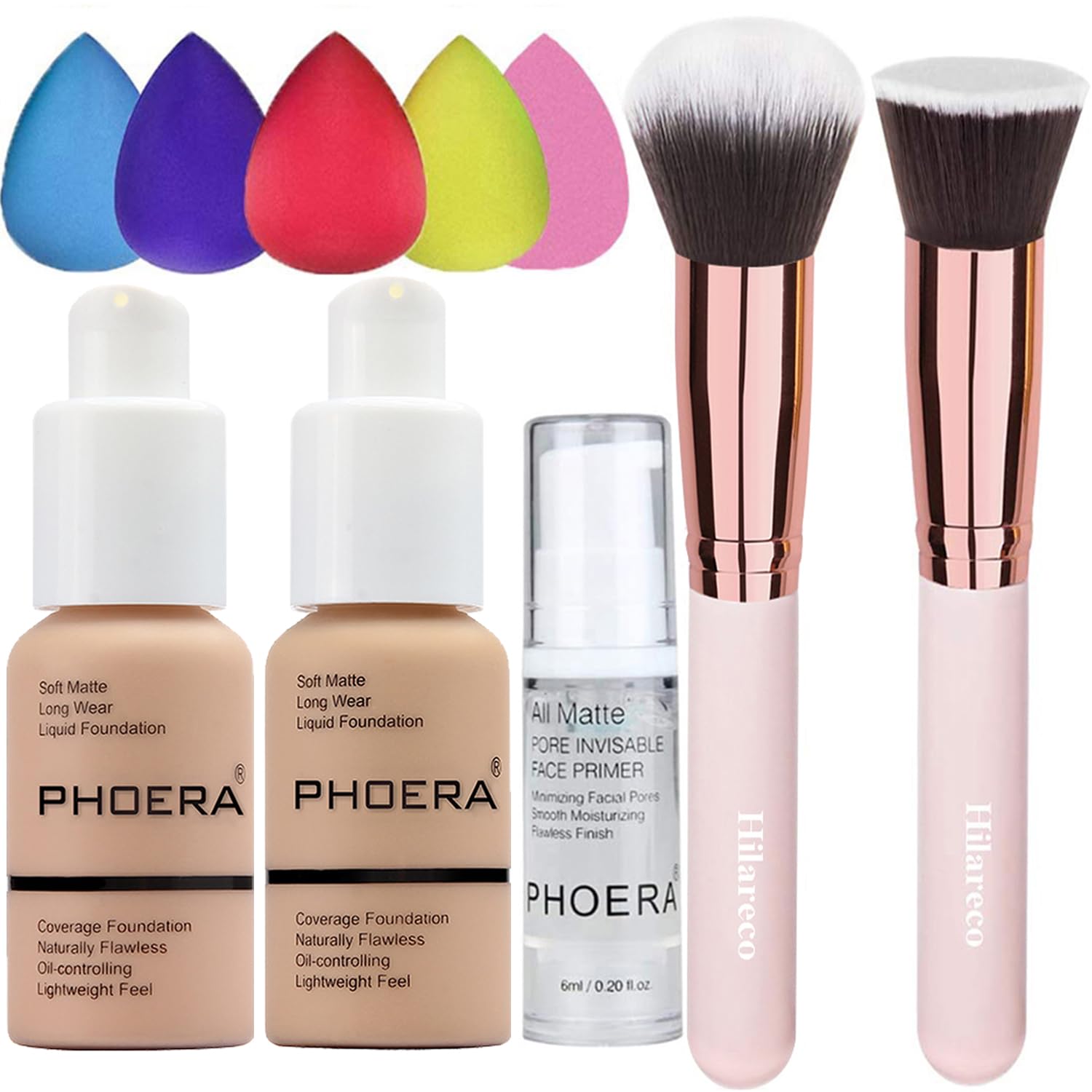Phoera Foundation 104 and 105,Full Coverage Foundation,Hilareco Concealer Foundation Flawless 30ml Natural Matte Oil Control Con