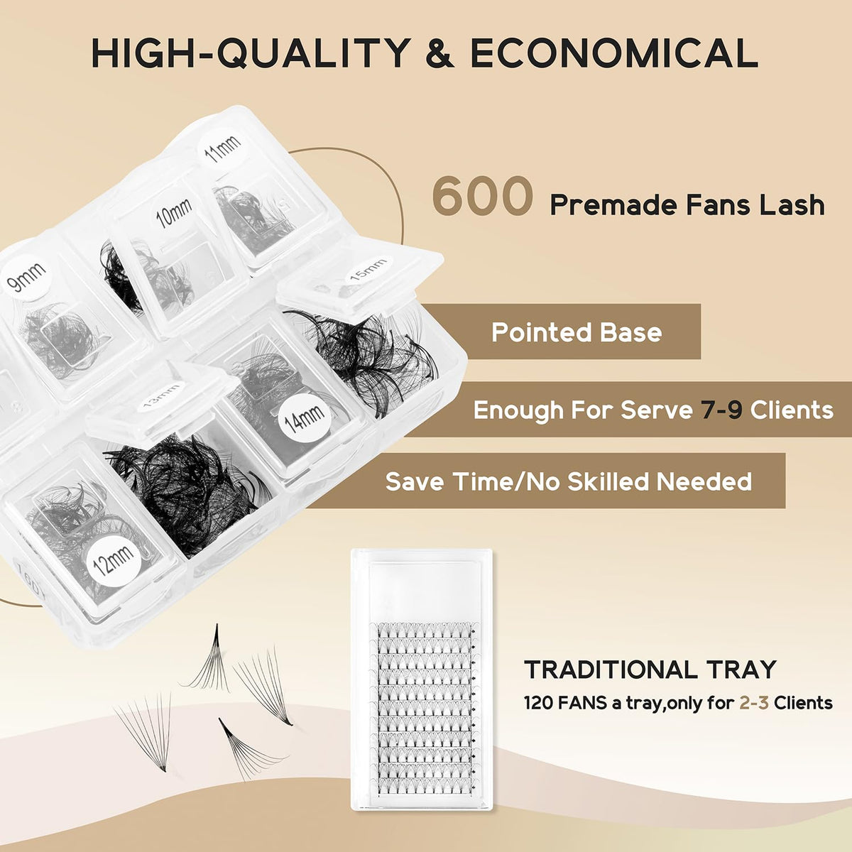 Premade Fans Eyelash Extensions 600 Fans 5D Handmade Volume Lashes Ext ...