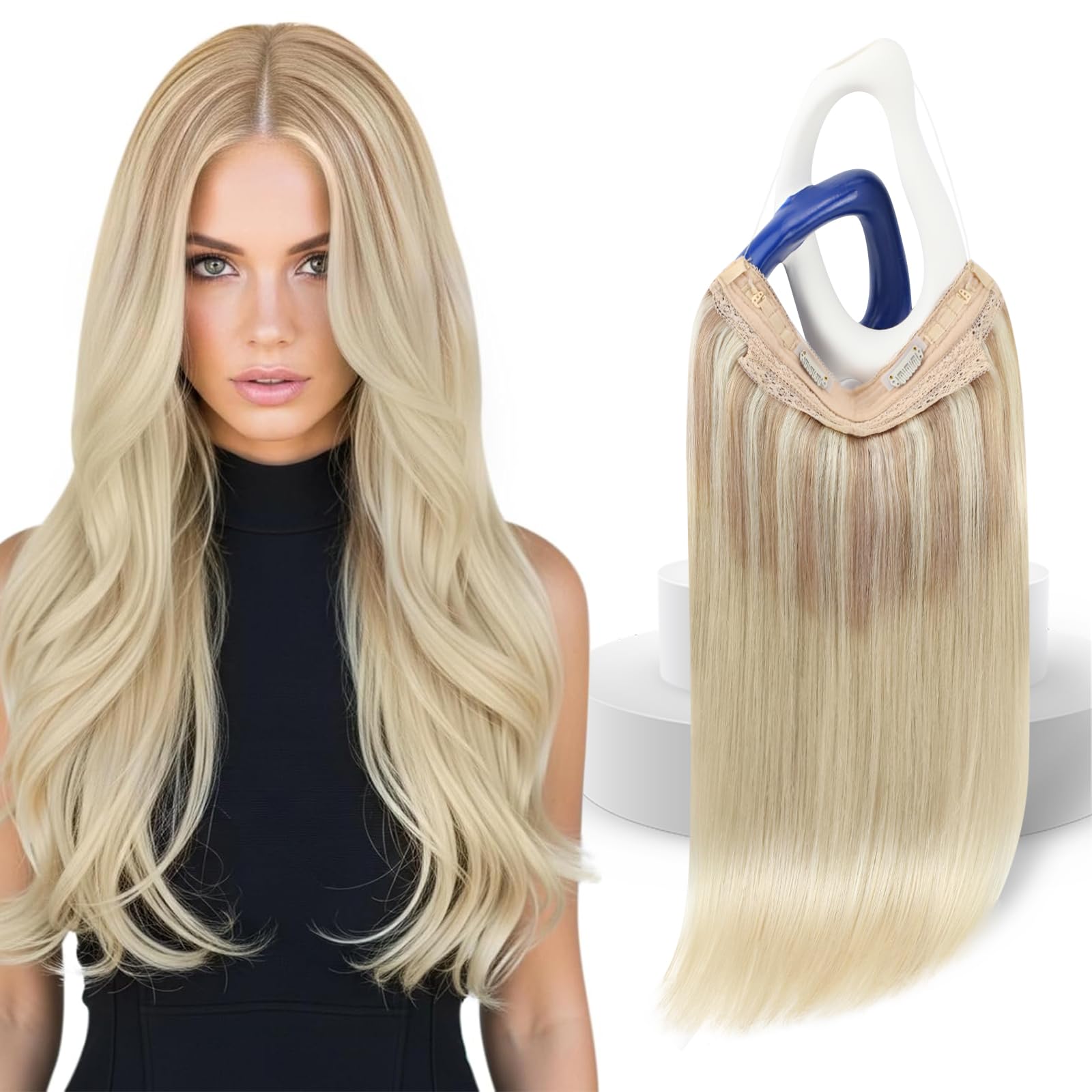 Sunny Hair Wire Hair Extensions Real Human Hair Fish Line Human Hair Extensions Invisible Wire Extensions Ash Blonde to Platinum
