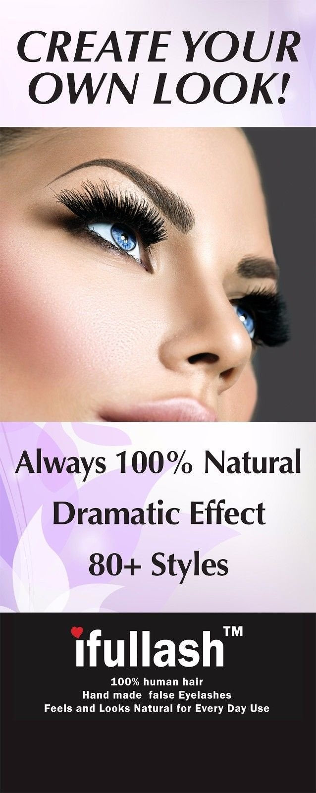 #301, 12 Pairs Ifullash 100% Human Hair Eyelashes