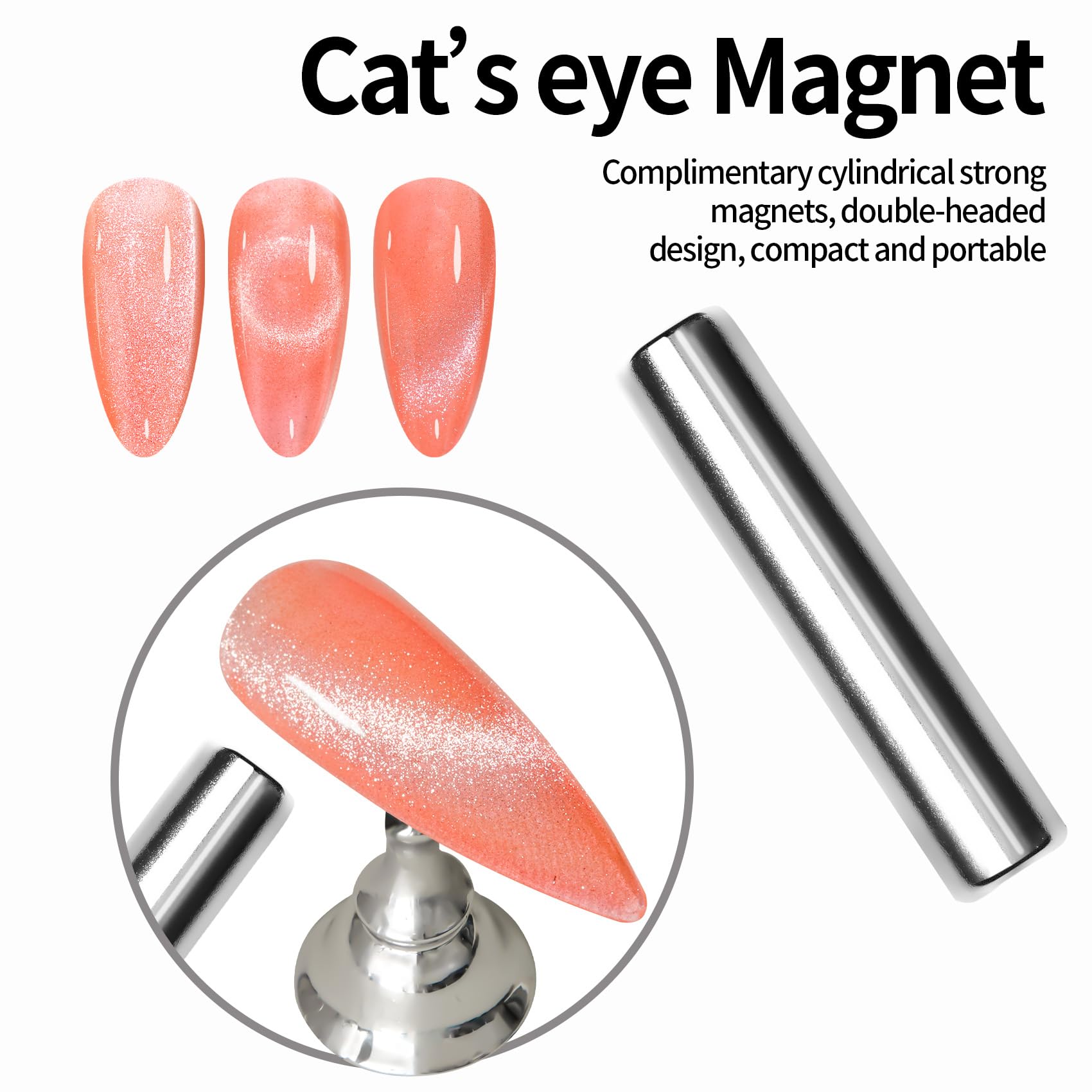Maychao 15Ml Cat Eye Gel Nail Polish 1Pc Coral Gel Polish With Magnet Soak Off Holographic Magnetic Nail Polish For Nail Art Man