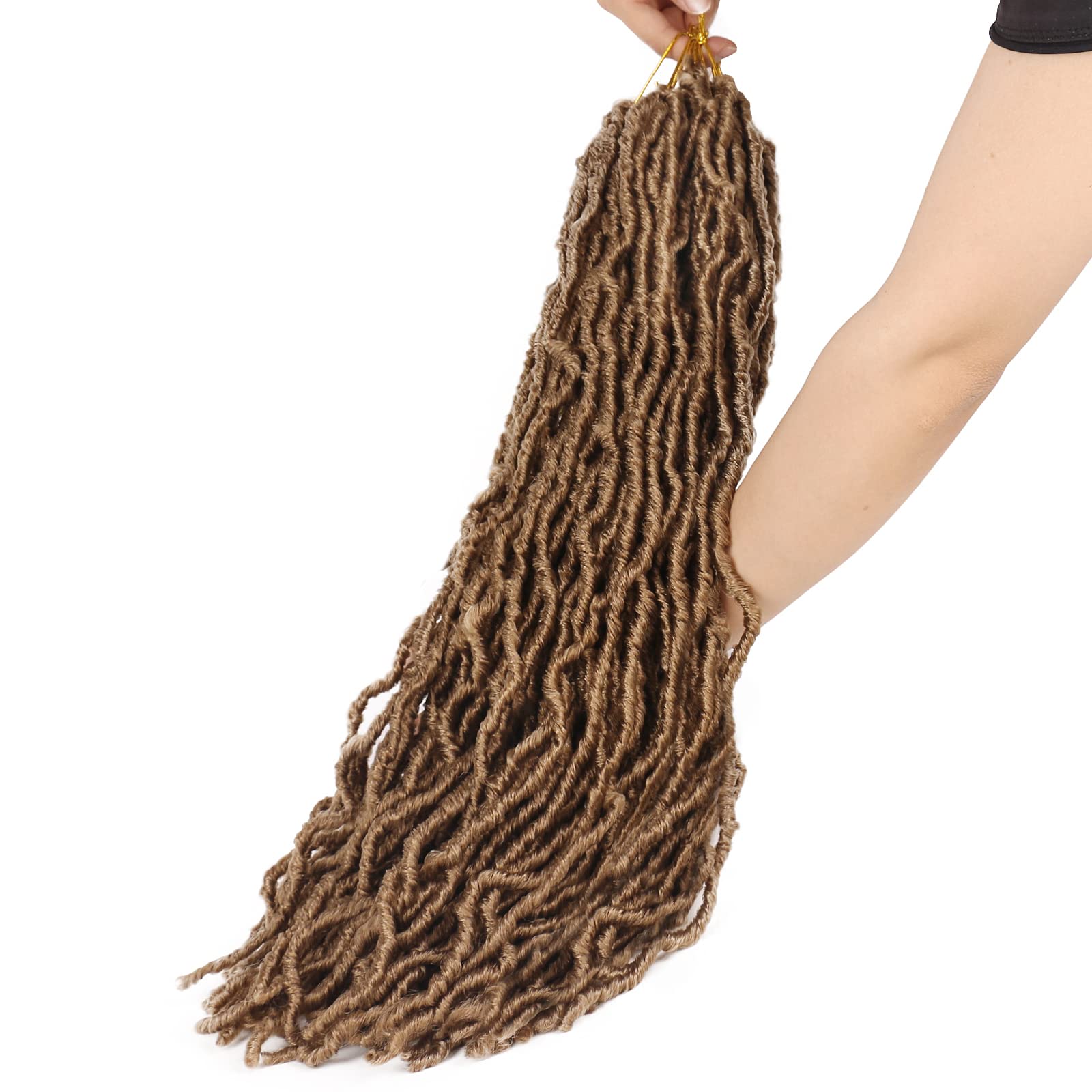 16 Inches Faux Locs Crochet Hair 7 Pcs Soft Locs Crochet Hair Goddess Locs Hair Extensions Dark Blonde
