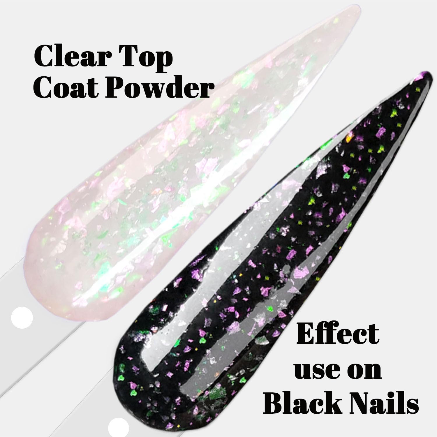 Glow in the dark Clear Glitter Acrylic Nail Powder Colors 1OZ with sparkle opal flakies AP017