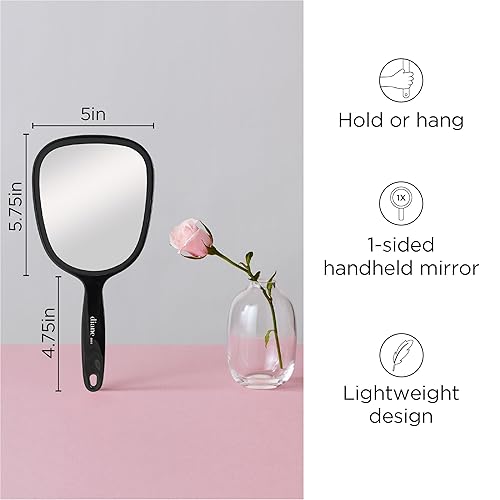 Diane Plastic Handheld Mirror - Vanity Oval Mirror With Hanging Hole In Handle - Small Size (5??X 11?? For Travel, Bathroom, Des