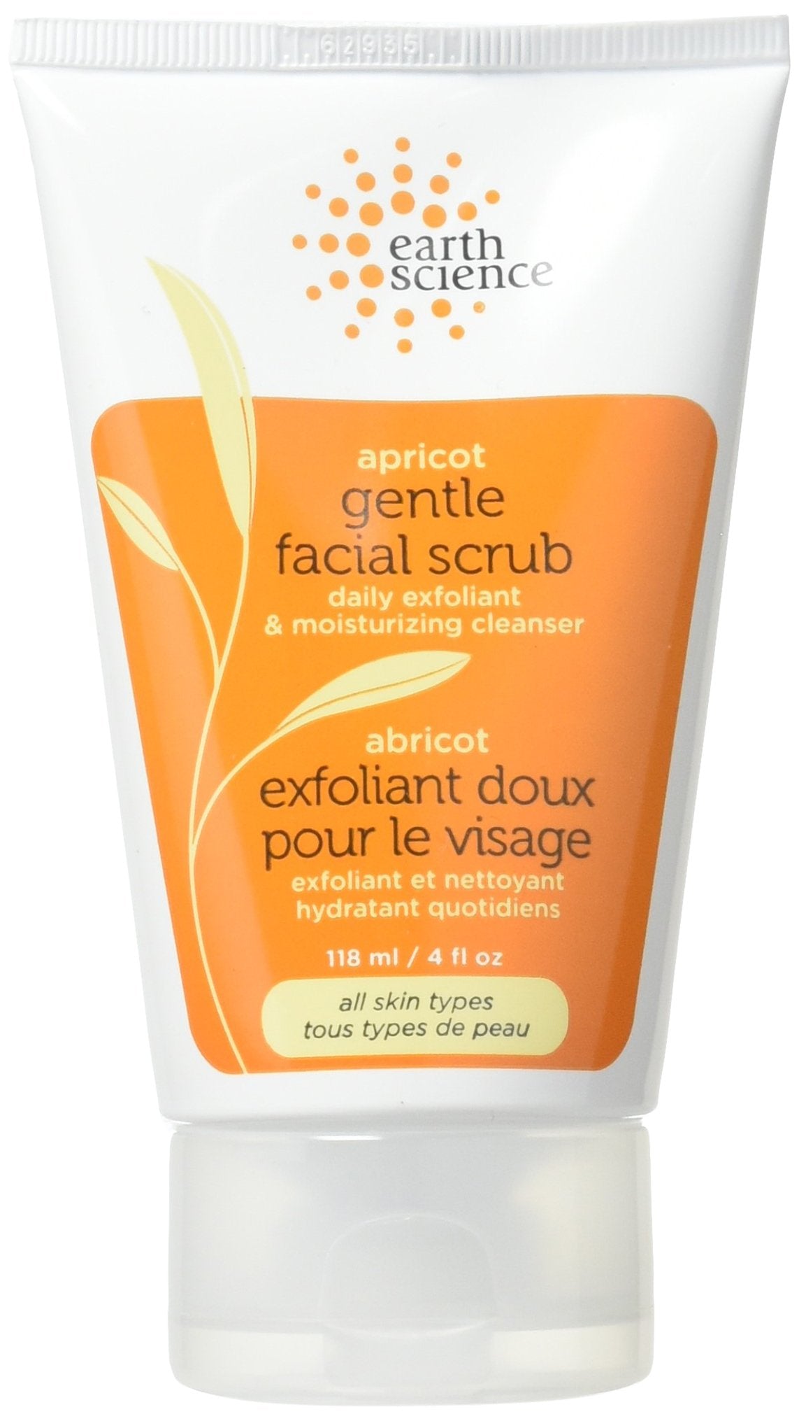 Earth Science Apricot Gentle Facial Scrub with Bilberry, Orange & Chamomile - moisturizing & exfoliating Cleanser, 4 oz. (Pack o