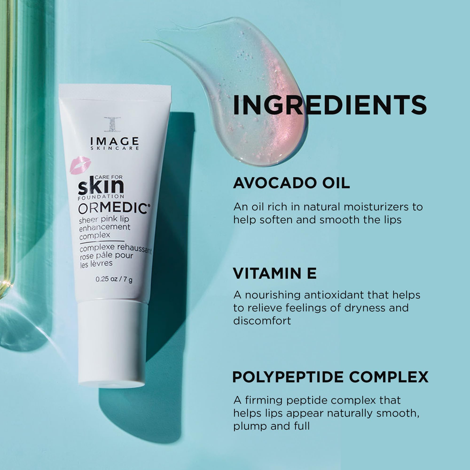 IMAGE Skincare, ORMEDIC pH Balancing Lip Enhancement Complex, Deep Hydration Lip Plumper Peptides for Fuller Lips, Sheer Pink, 0