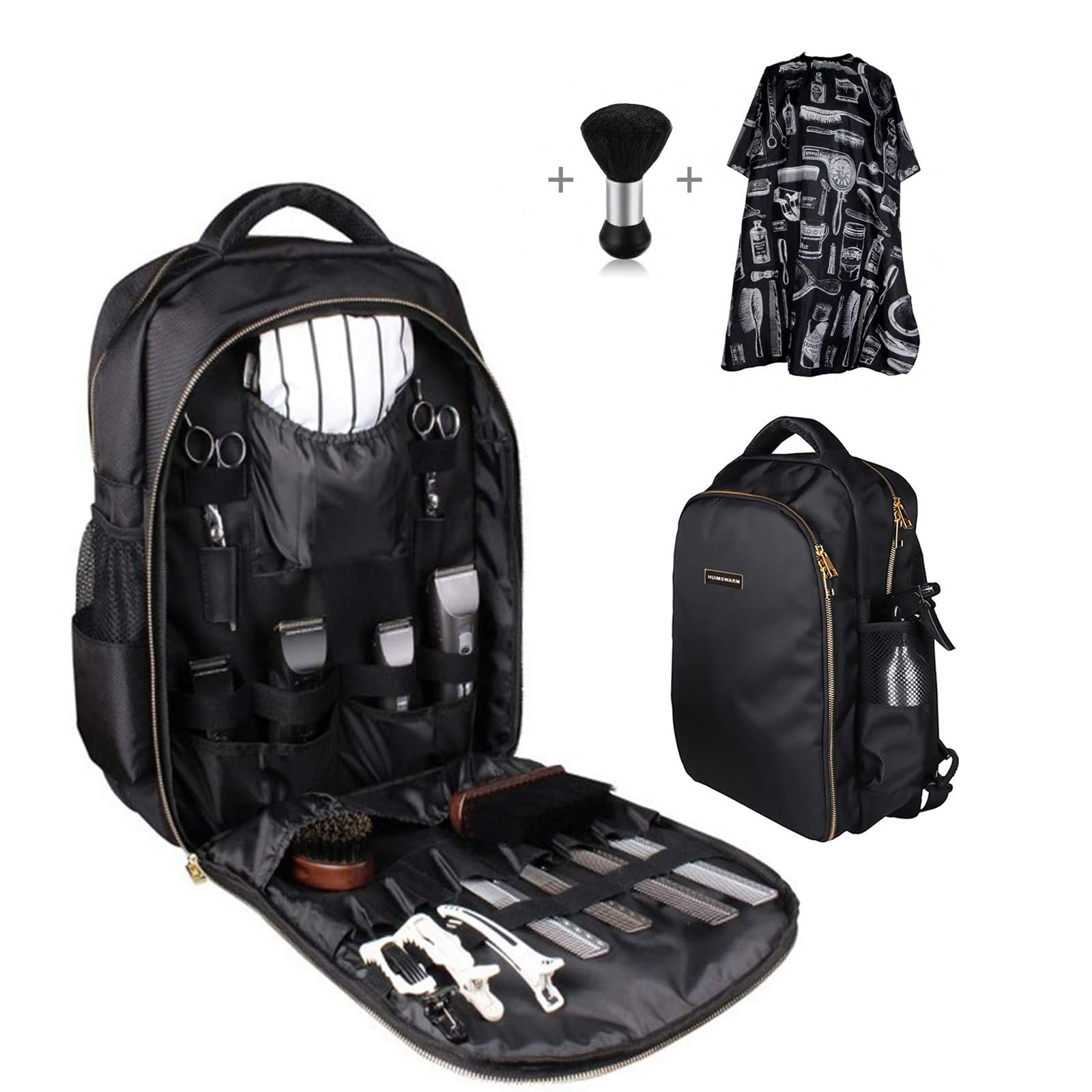 Barber Supplies Barber Clippers Backpack For Barber,With 1Pcs Barber Cape&Barber Brush,Large Capacity,Pure Copper Zipper,Water P