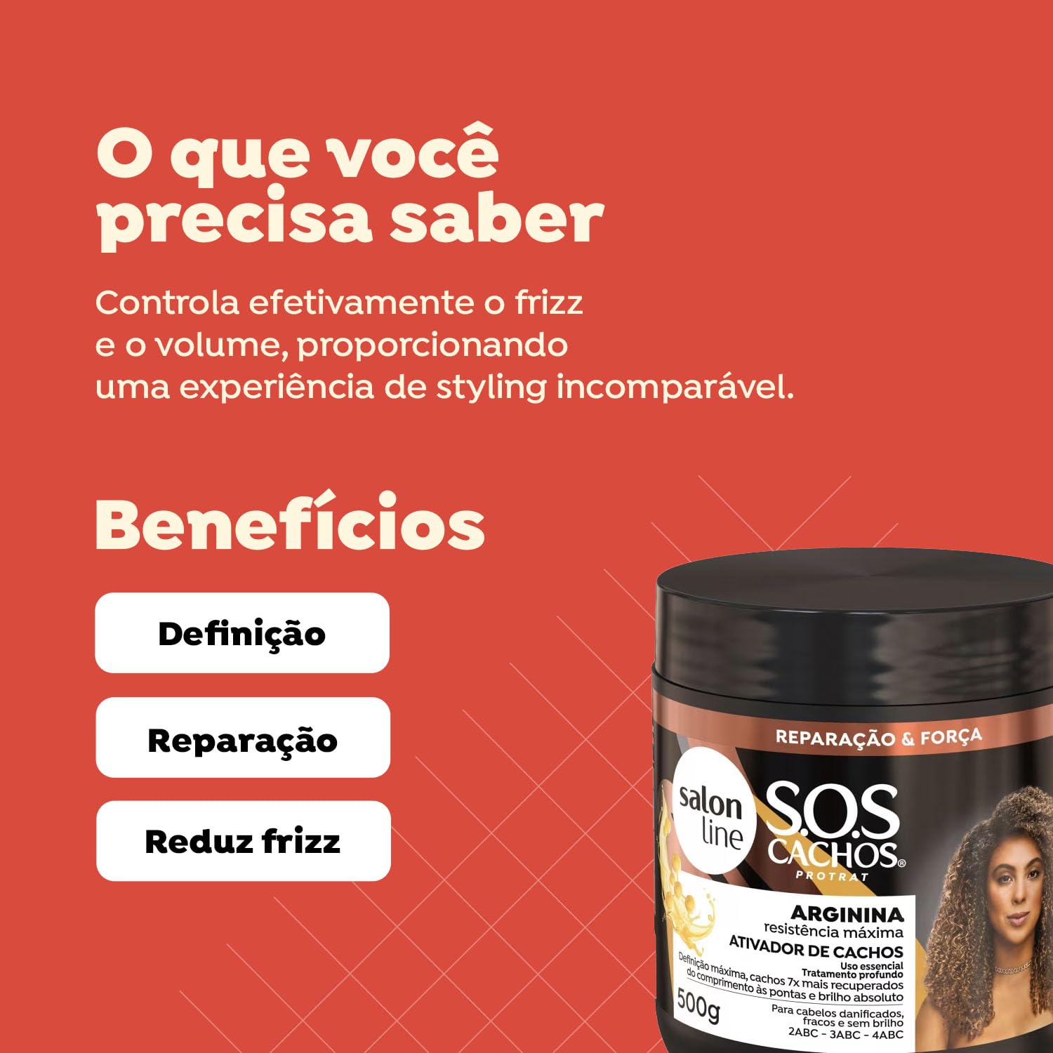 Salon Line - Linha SOS Cachos (Arginina) - Ativador de Cachos Reconstrucao 500 Gr - (SOS Curls (Arginine) Collection - Reconstru
