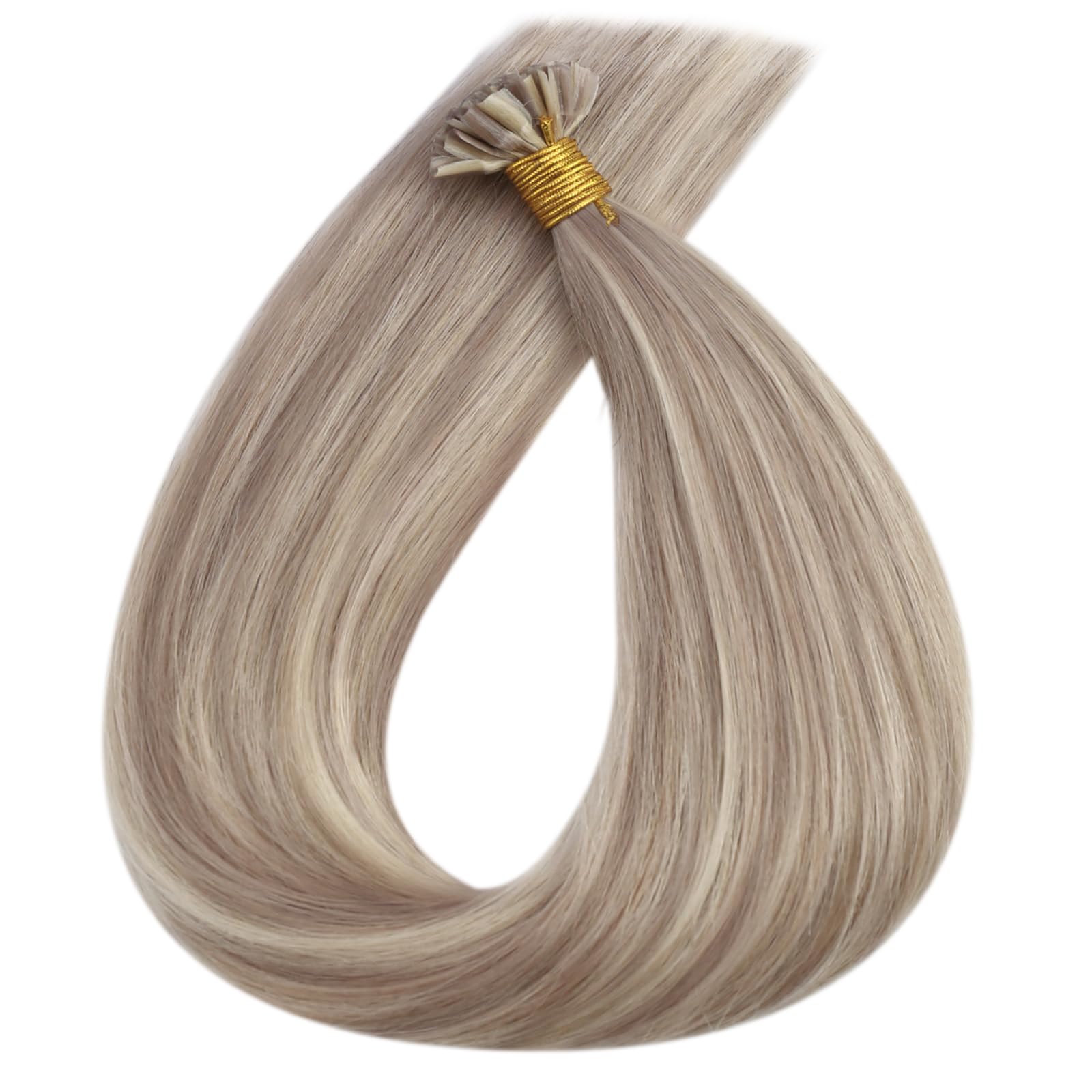 [Long]Sunny U Tips Hair Extensions Human Hair Highlight Blonde Keratin Hair Extensions Ash Blonde Highlights Bleach Blonde U Tip