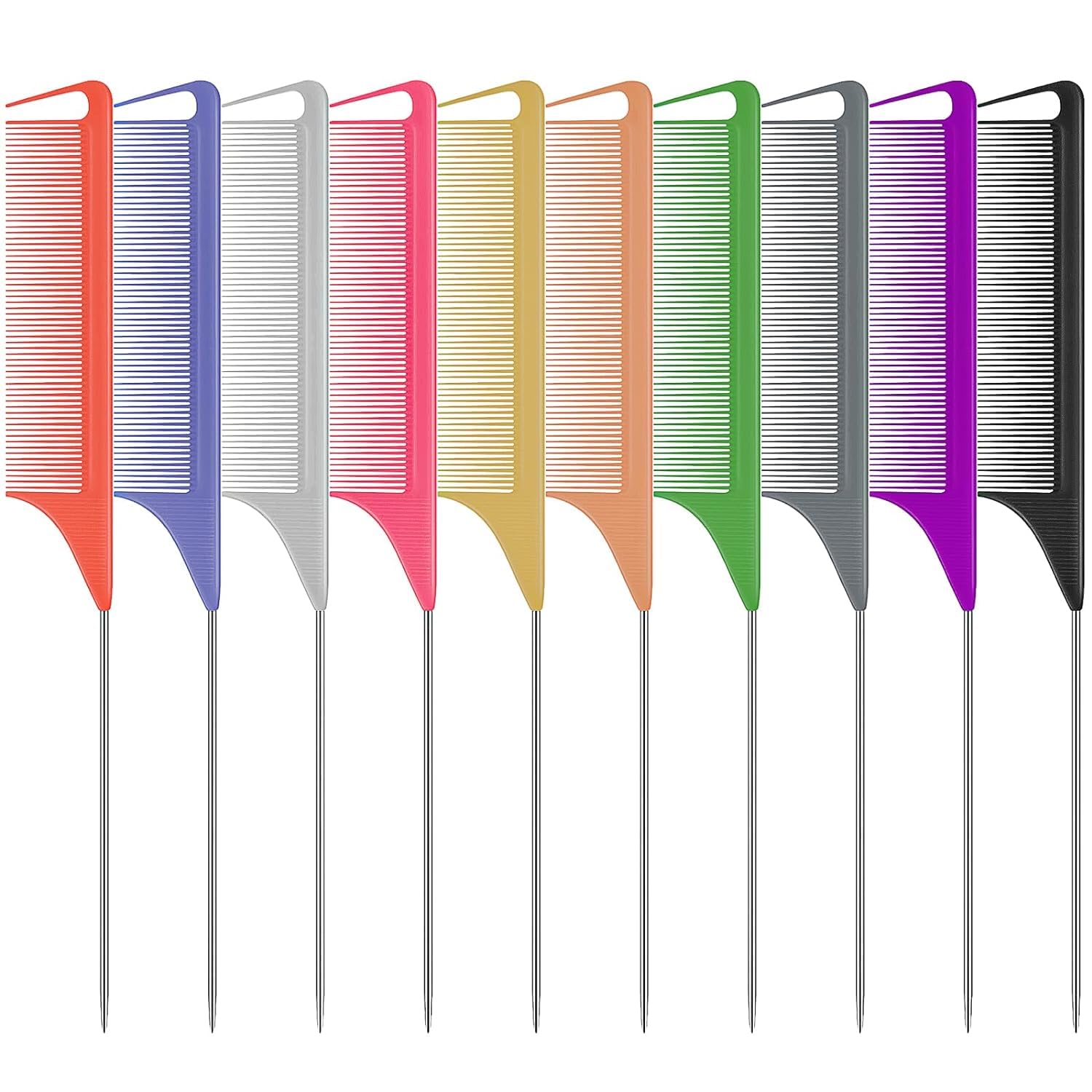 10 PCS Rat Tail Combs Set - Hair Teasing Fine Tooth Comb for Women Girls, Parting Comb for Braiding Hair Styling Tools & Applian