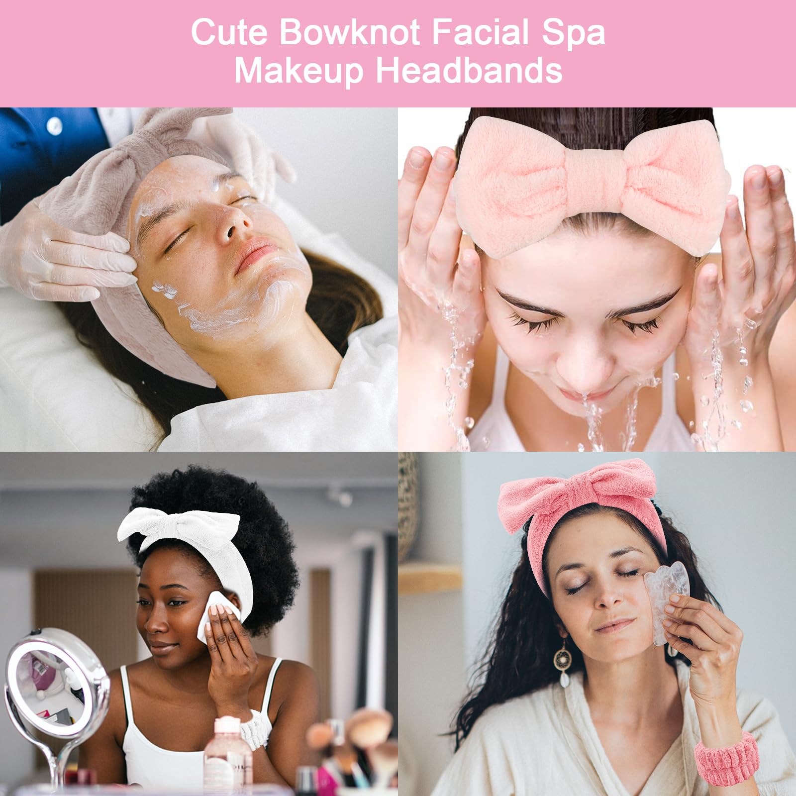 Cieher 12 Pcs Makeup Headband For Women Wrist Washband Scrunchies Cuffs For Washing Face, Soft Bow Hair Band Matching Wristbands