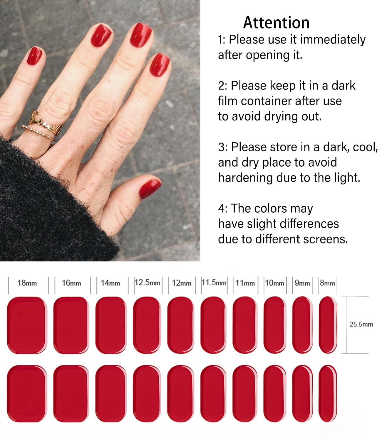 Wahrshei Semi Cured Gel Nail Strips | 20Pcs Dark Red Gel Nail Stickers Uv | Semi Cured Gel Nail Wraps For Home Nails Diy