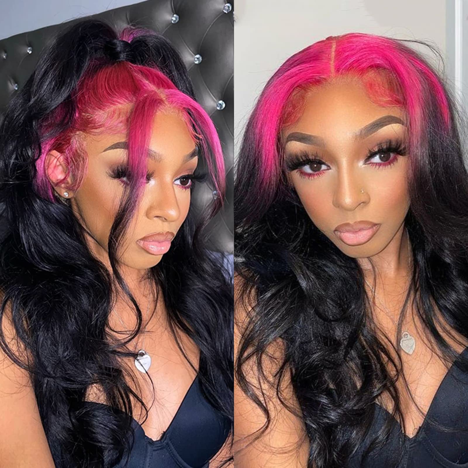 YMS HD Lace Front Wigs Human Hair Ombre Pink Human Hair Wigs for Black Women 180% Density Glueless Wigs Human Hair Pre Plucked (