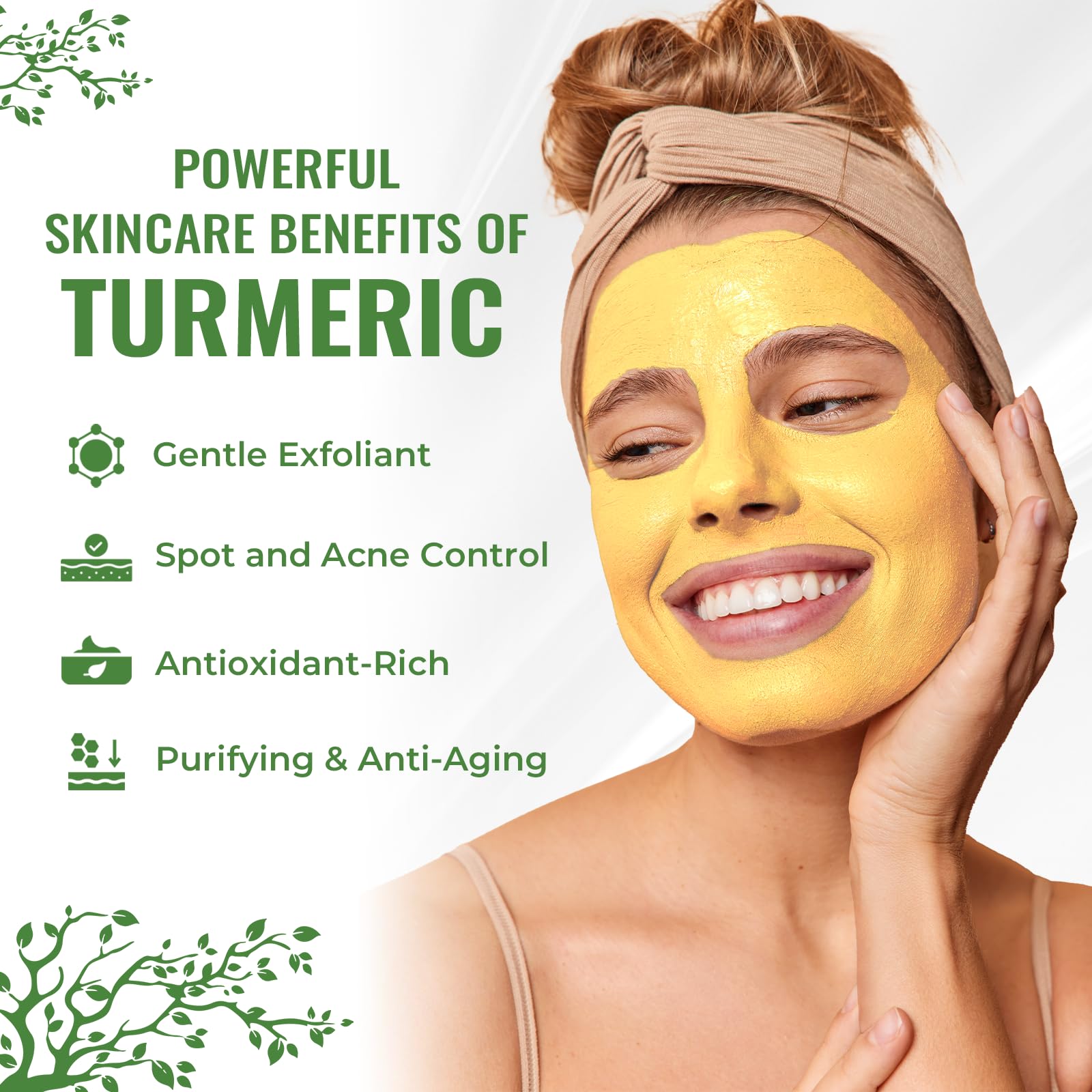 Wild Naturals Turmeric Clay Face Mask for Acne & Dark Spots - Gentle, Soothing Mask with Vitamin E for Men & Women - Natural Cla
