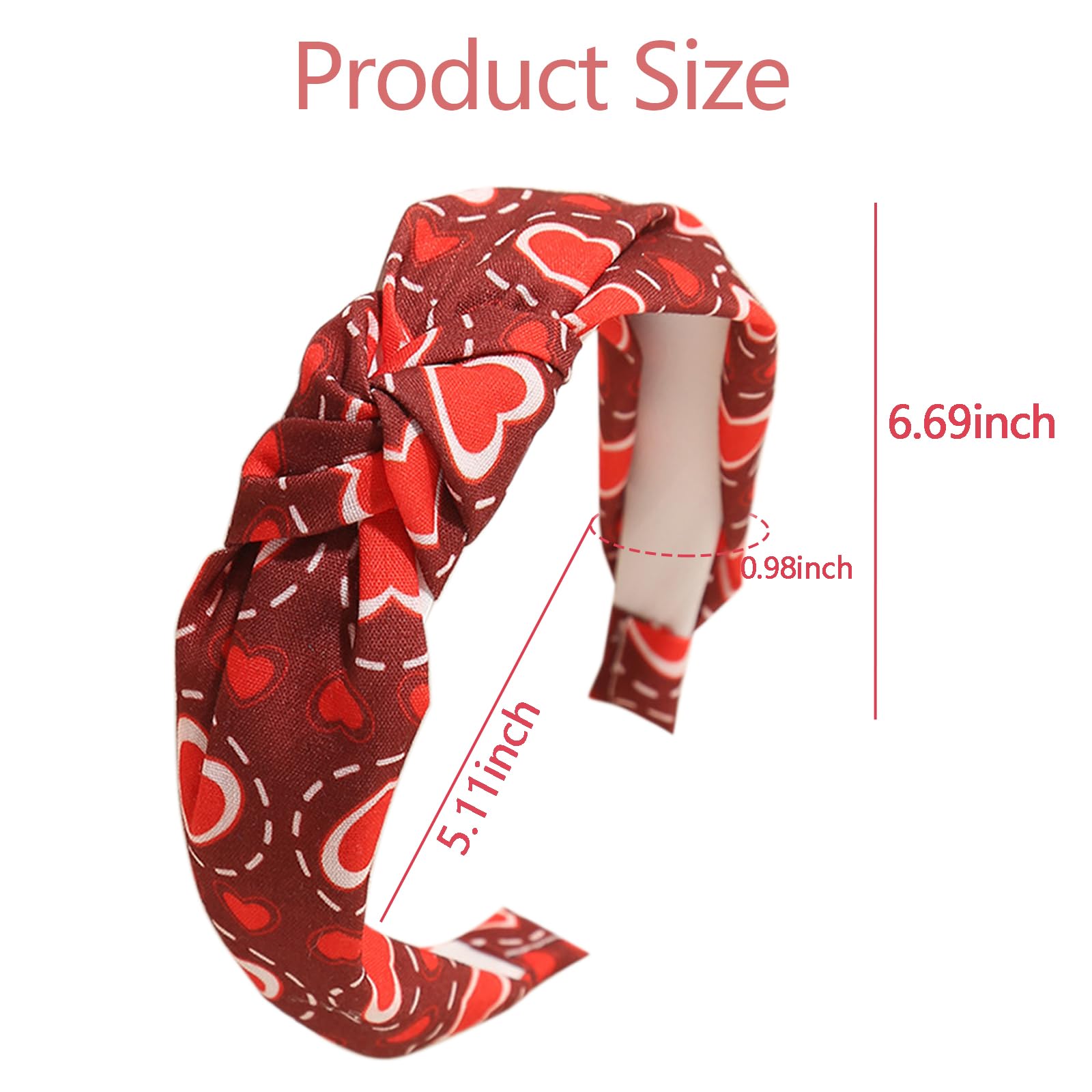 Valetines Day Headbands Red Heart Hair Bands for Women Red Knotted Headband for Girls Love Heart Hair Twist Widened Headwear Ann