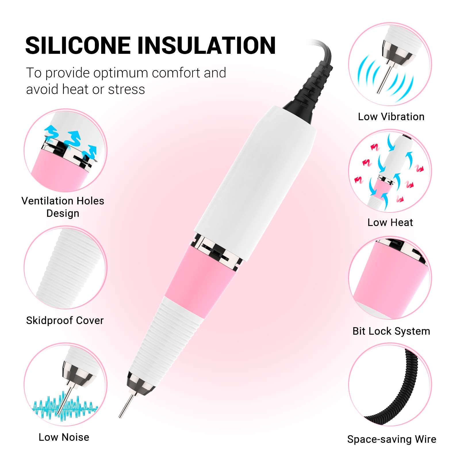 Melodysusie Professional Sc300I Electric Nail Drill, 30000 Rpm Rechargeable Portable Nail Drills, Cordless Electric Nail File Ma