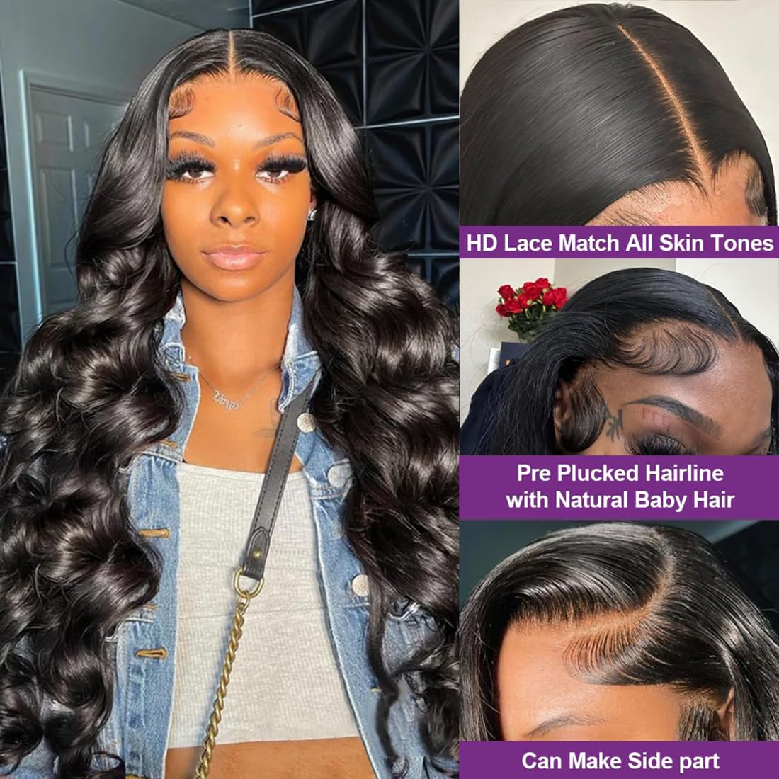 Ladywow Body Wave Lace Front Wigs Human Hair 13X4 Hd Lace Front Wigs Human Hair Wigs For Black Women 26 Inch Glueless Frontal Wi