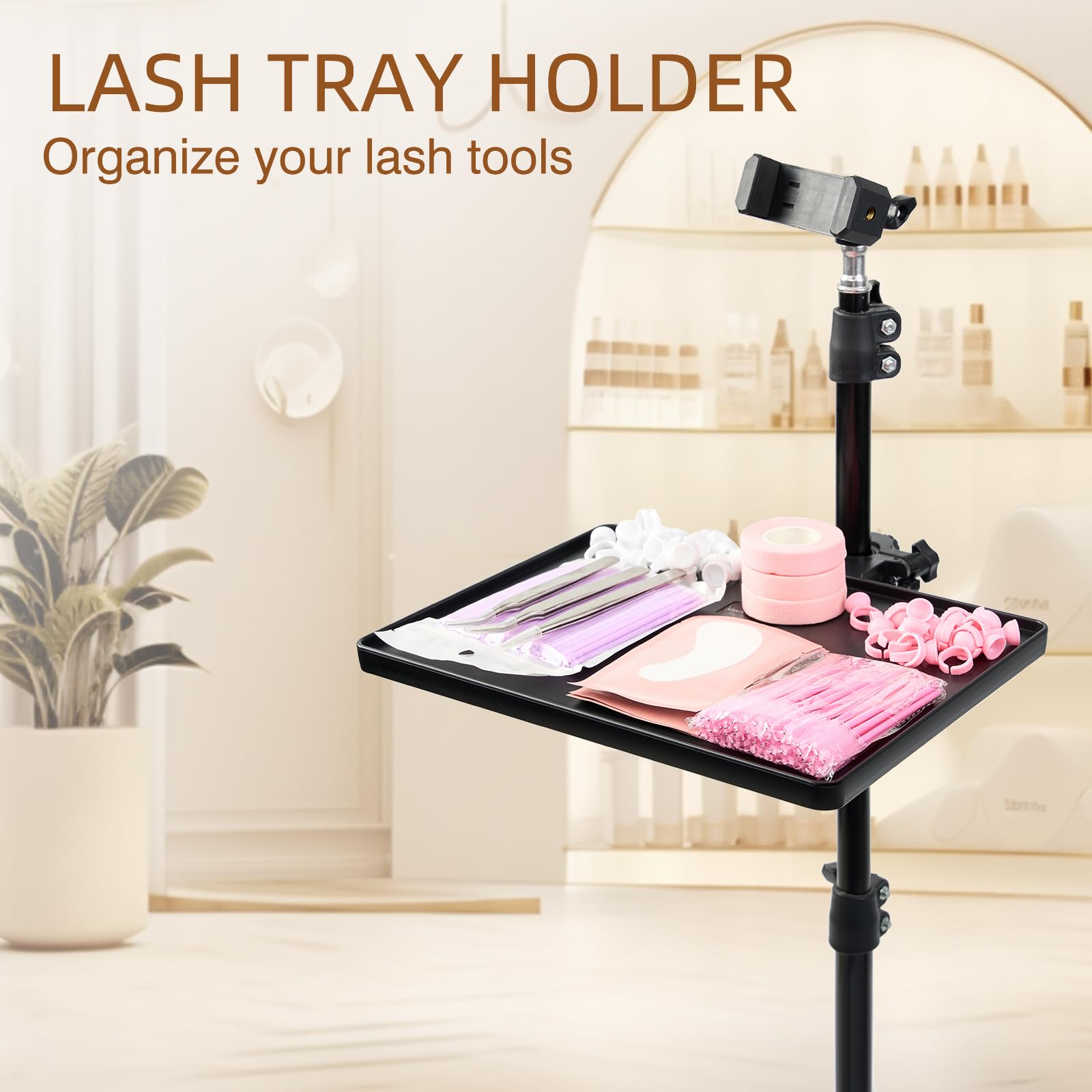 MoyRetty Lash Tray Holder (10.6    x 8), Adjustable Plastic Essential Organizer Stand for Lash Techs, Perfect for Salon or Homes