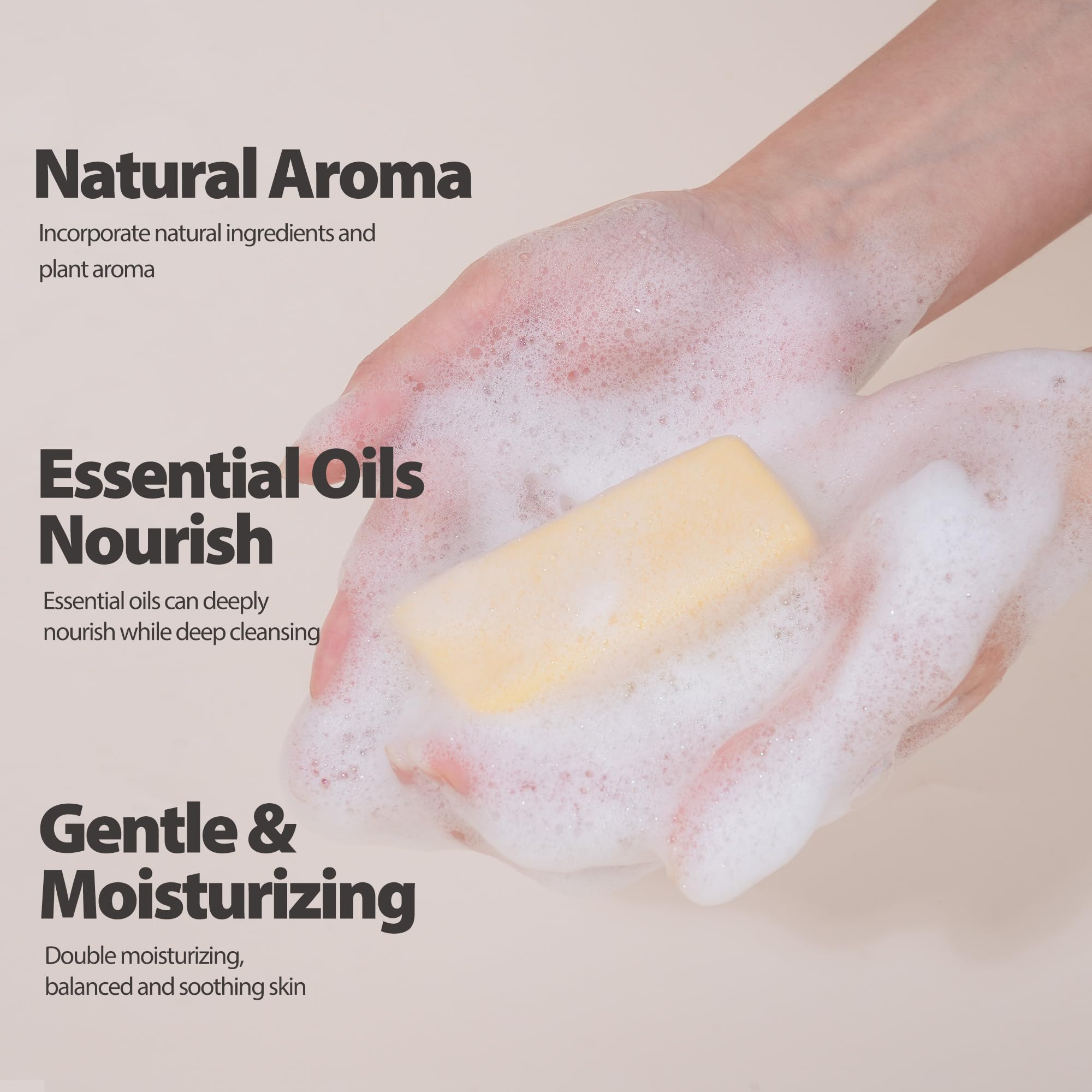 Natural Bar Soap With Vitamin E, Pure Plant Oil Bath Body Soap Variety Soap Pack 3 Bars (Lemongrass, Tea Tree, Roman Chamomile)R