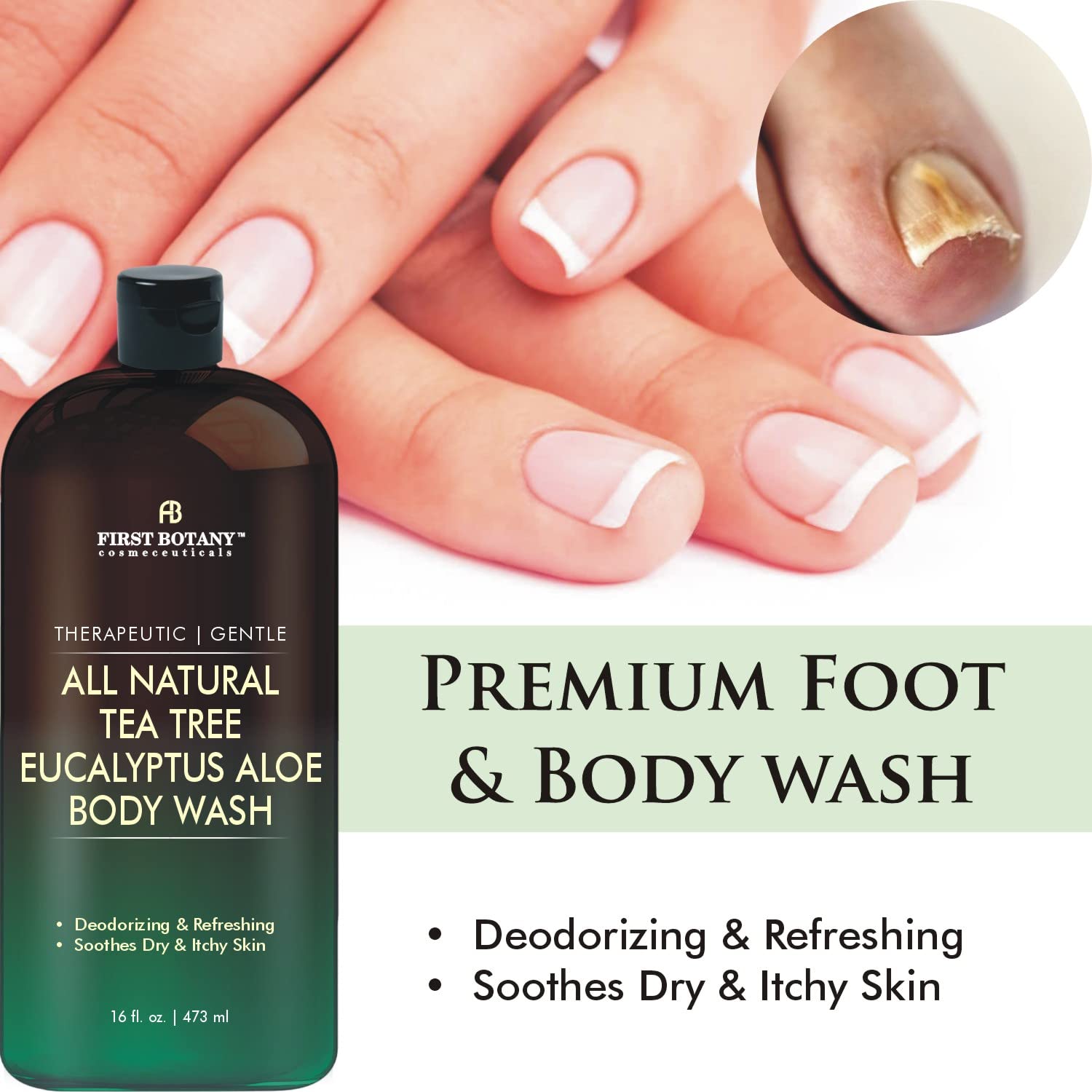 First Botany, All Natural Body Wash - Fights Body Odor, Athlete'S Foot, Jock Itch, Nail Issues, Dandruff, Acne, Eczema, Shower G