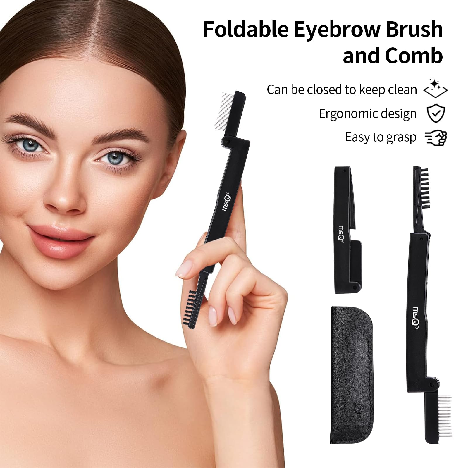 Eyelash Comb MSQ Eyelash Separator Folding Eyelash Comb Brow Brush Mascara Applicator Eyelash & Brow Definer Eyebrow & Lash Brus